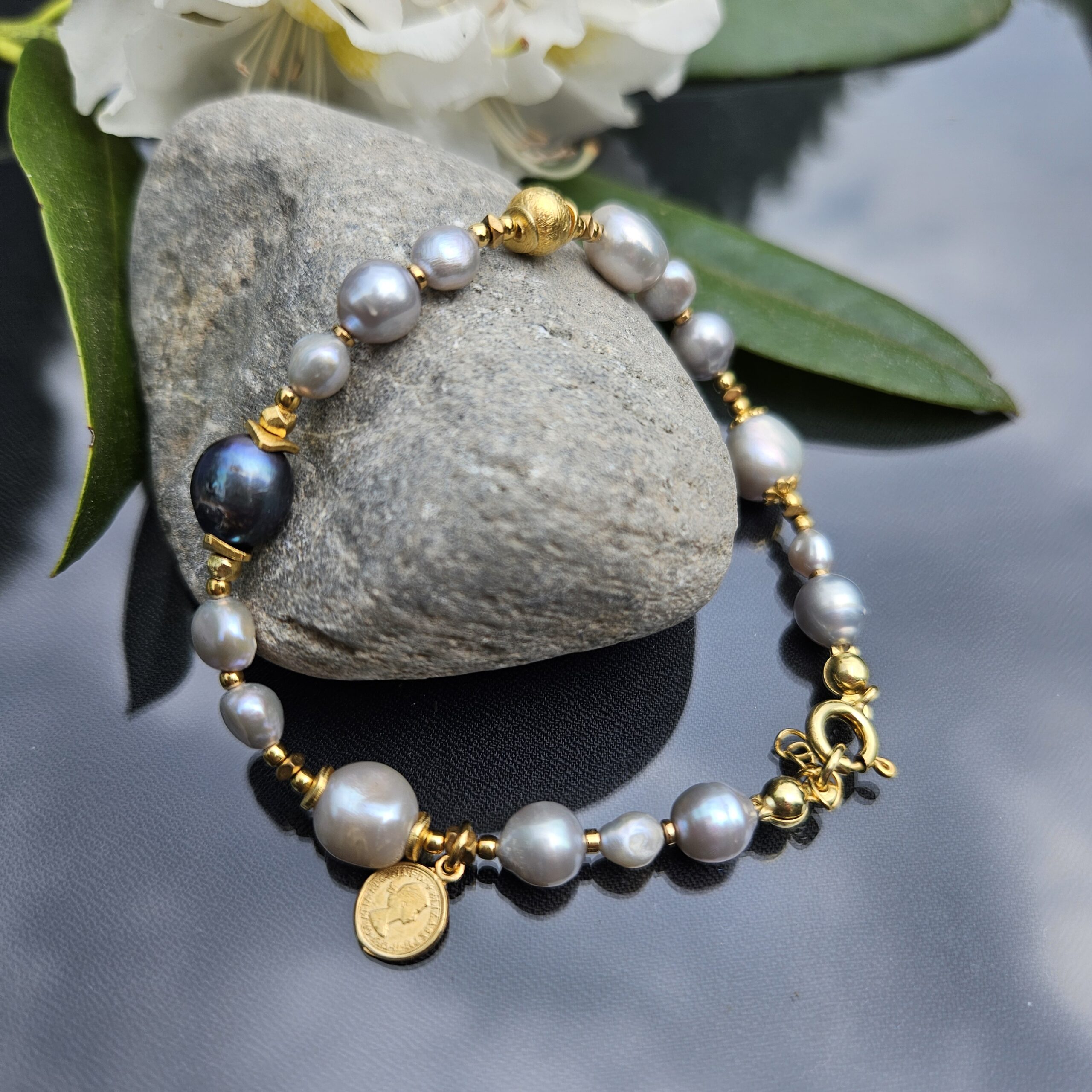 Bransoletka perła szara - obrazek 3