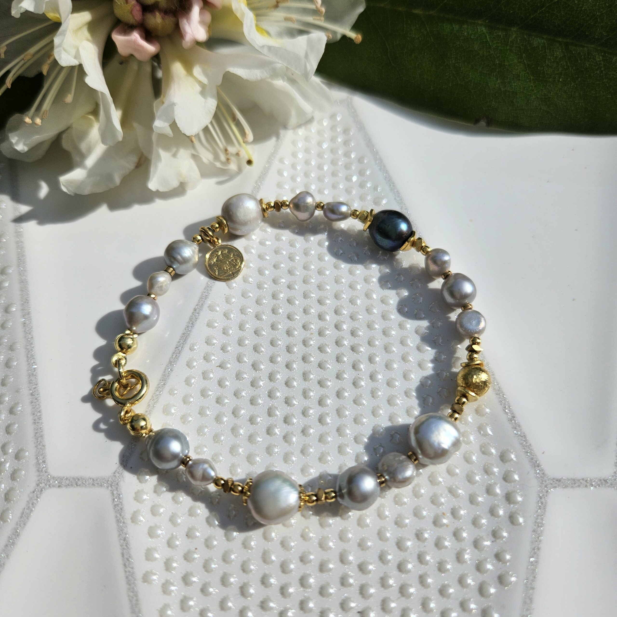 Bransoletka perła szara - obrazek 4