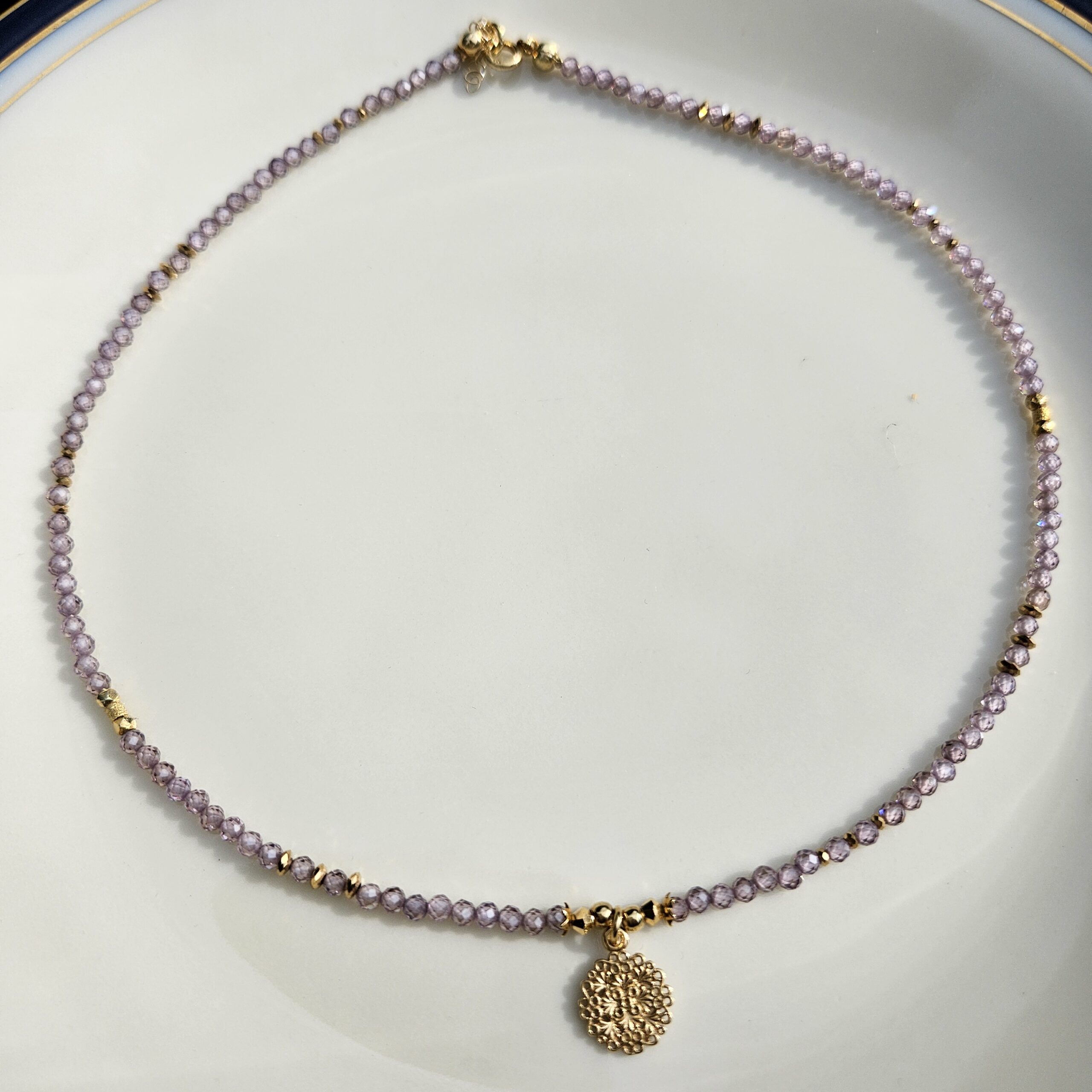 Naszyjnik cyrkonia fioletowa - obrazek 3