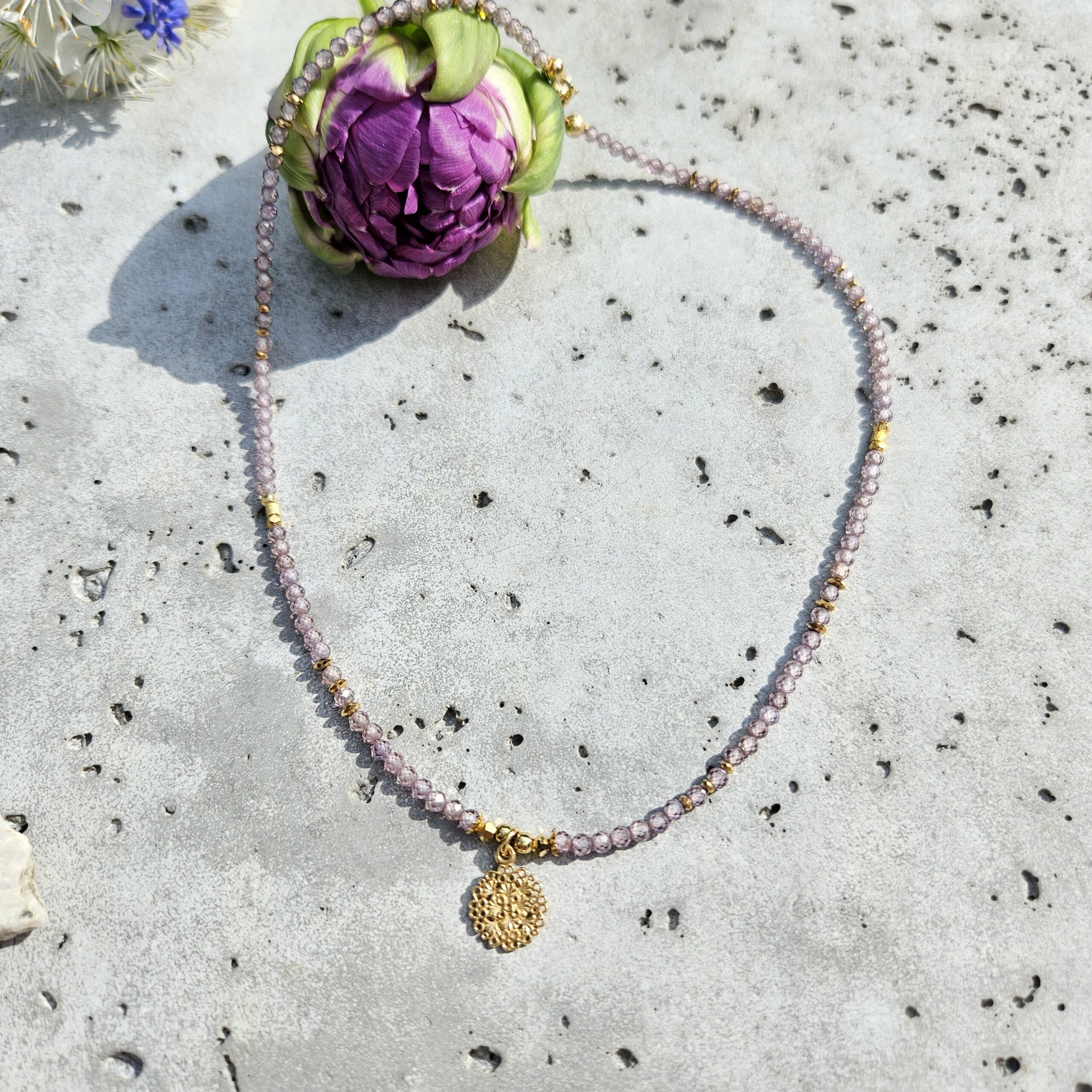 Naszyjnik cyrkonia fioletowa - obrazek 4