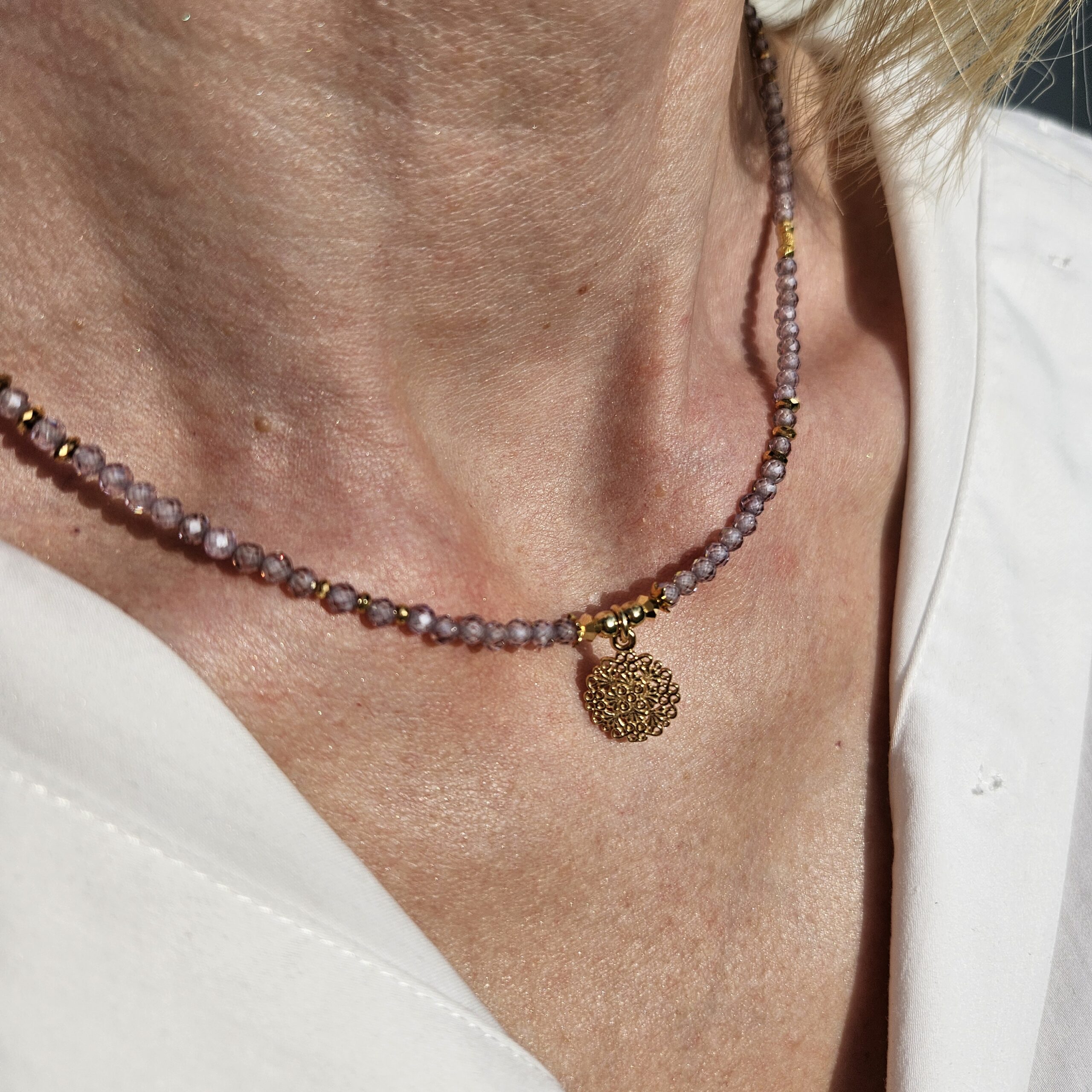 Naszyjnik cyrkonia fioletowa - obrazek 5