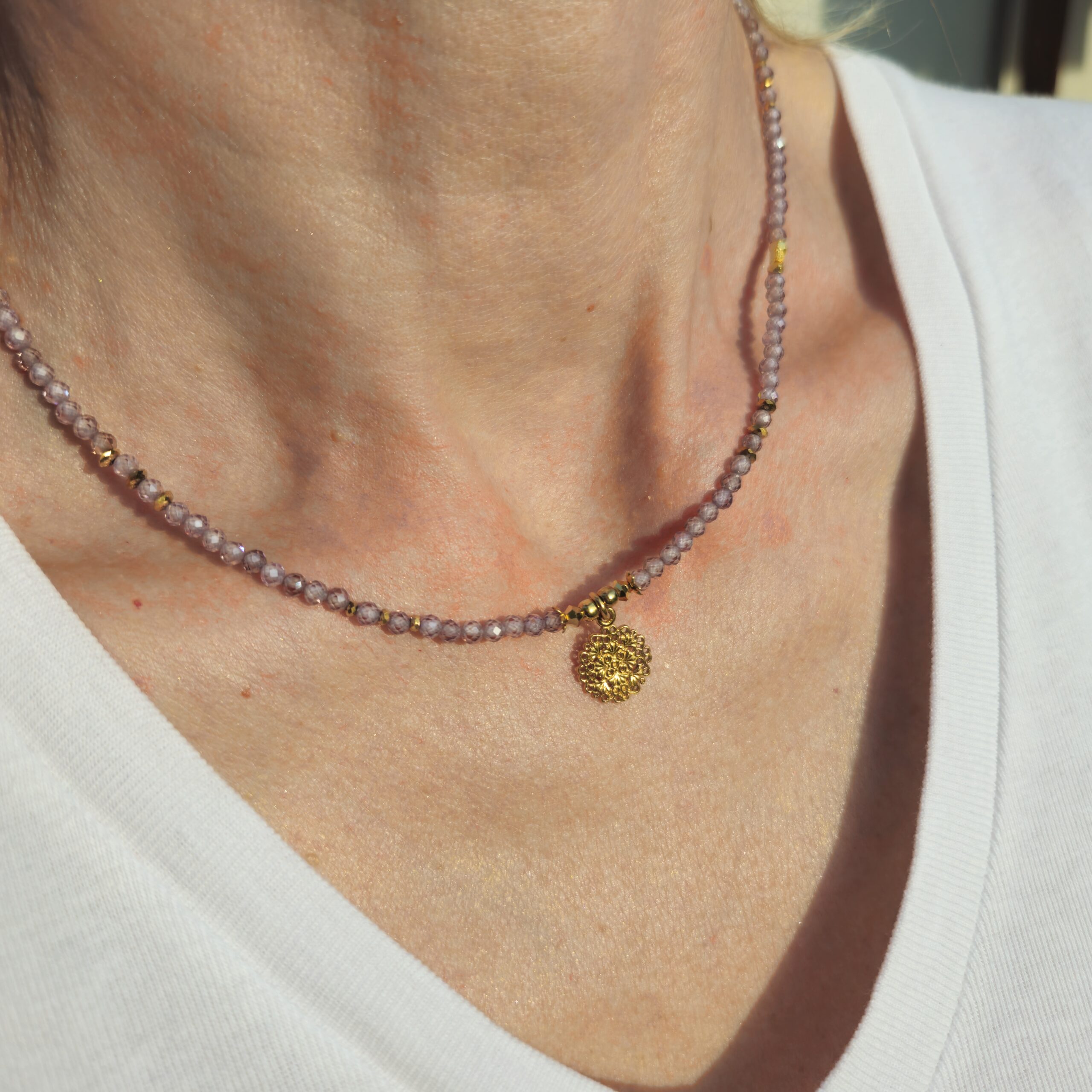 Naszyjnik cyrkonia fioletowa - obrazek 6