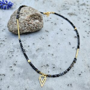 Naszyjnik hematyt czarny kostka