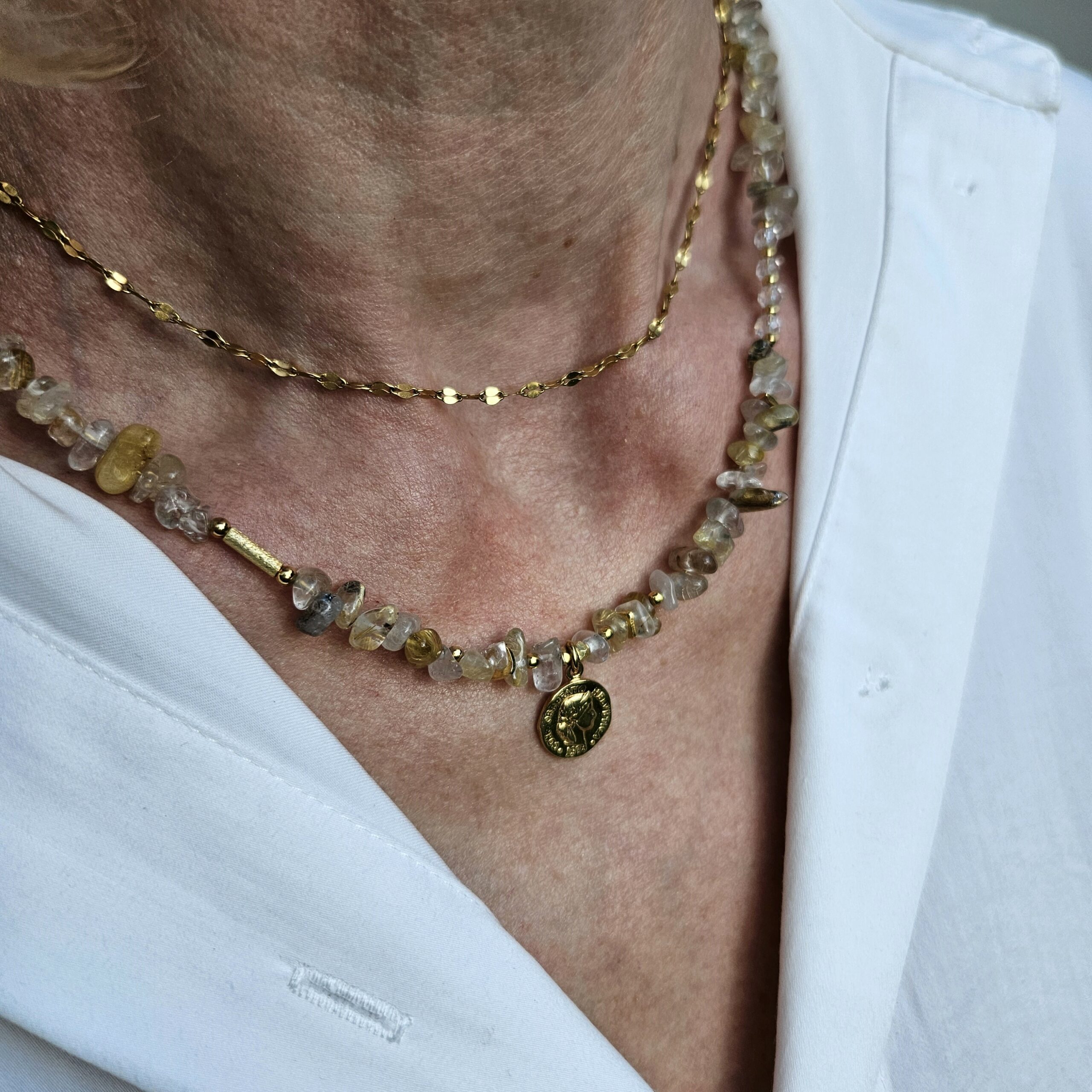 Naszyjnik kwarc z rutylem monetka - obrazek 5