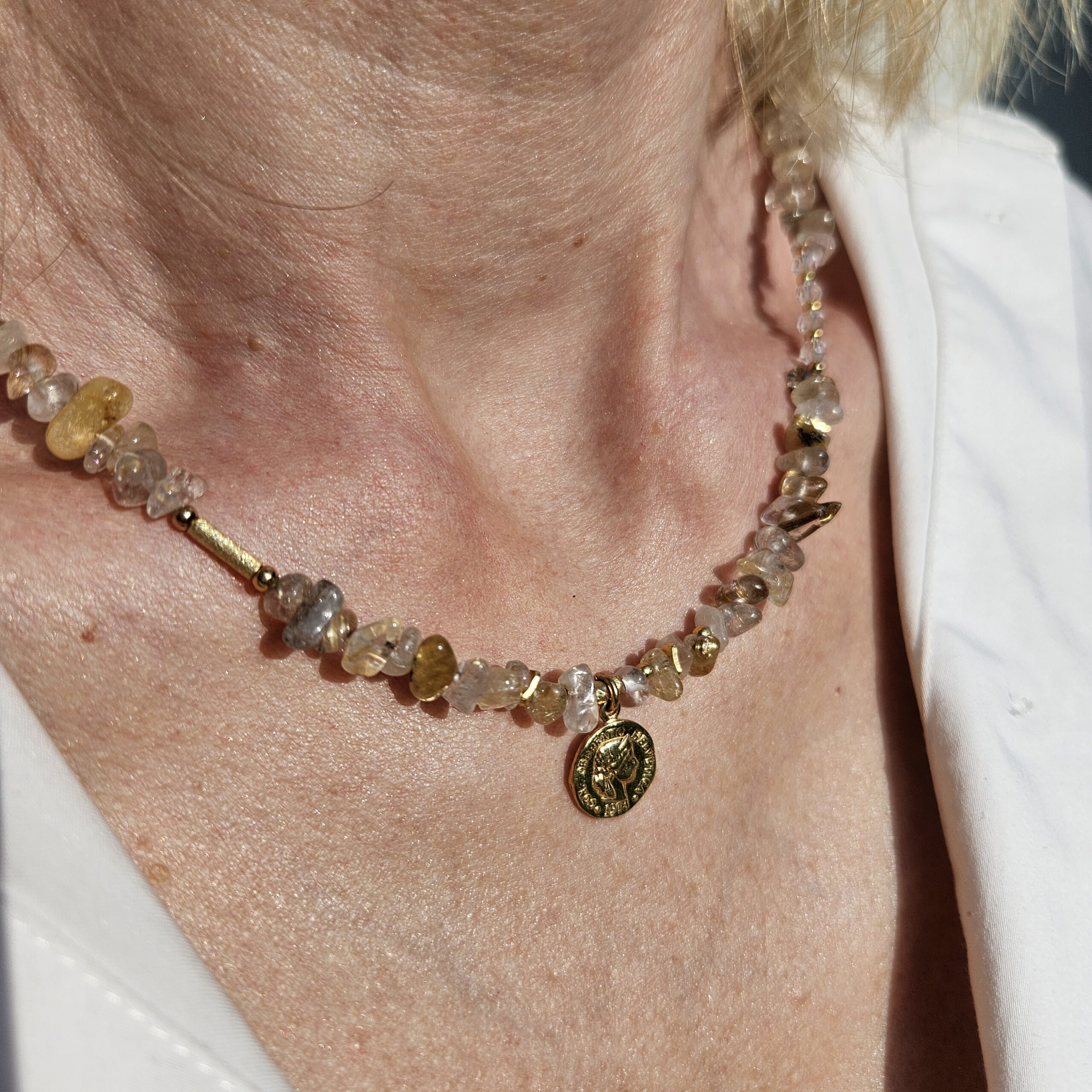 Naszyjnik kwarc z rutylem monetka - obrazek 6