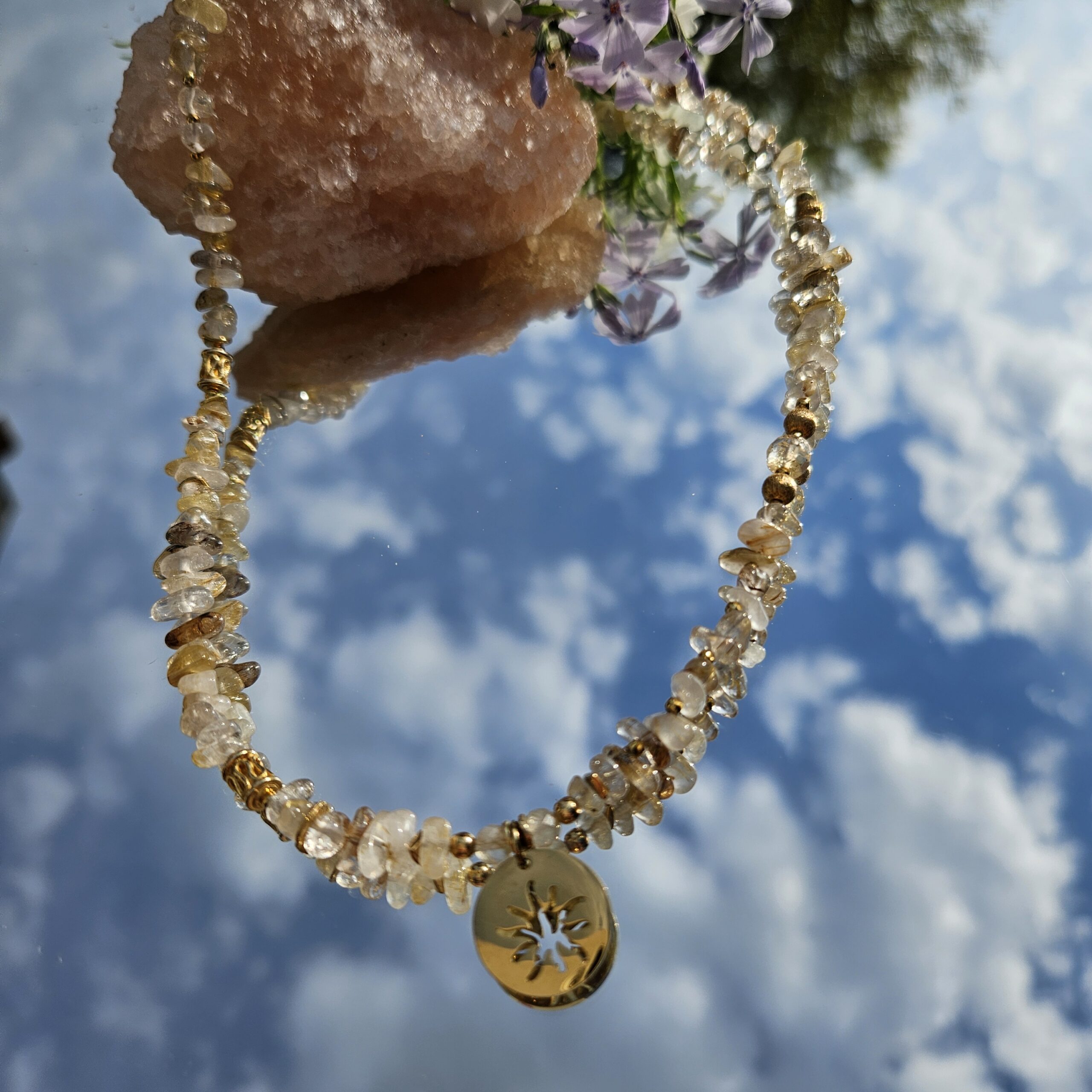 Naszyjnik kwarc z rutylem słońce - obrazek 2