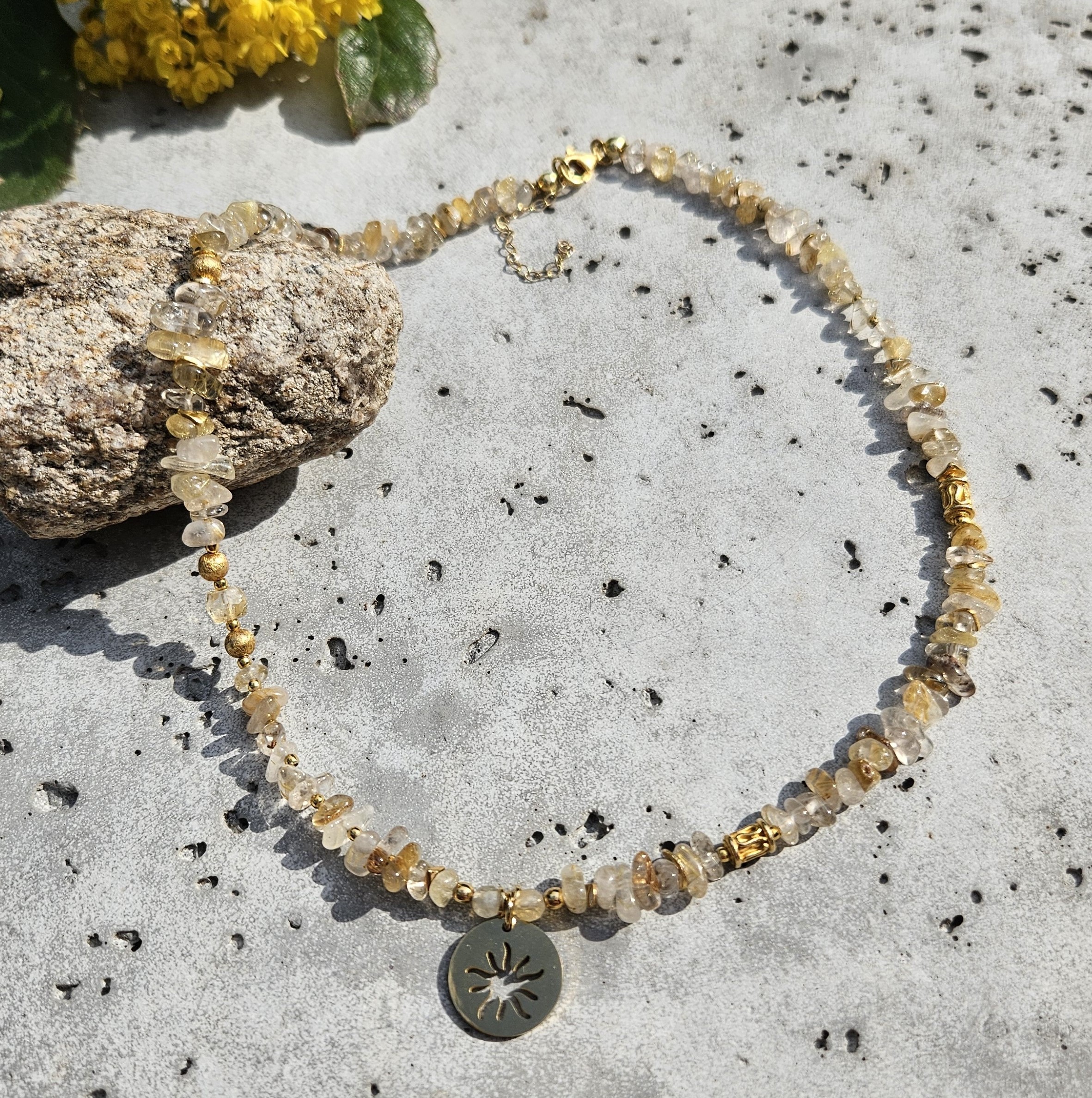 Naszyjnik kwarc z rutylem słońce - obrazek 5