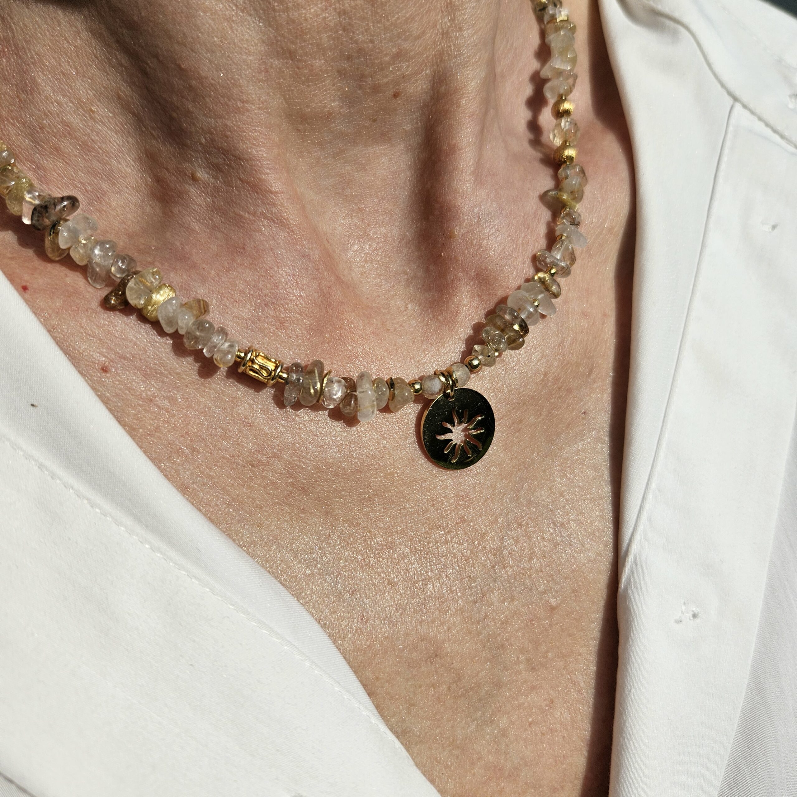 Naszyjnik kwarc z rutylem słońce - obrazek 7