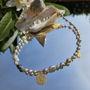 Naszyjnik perła szara