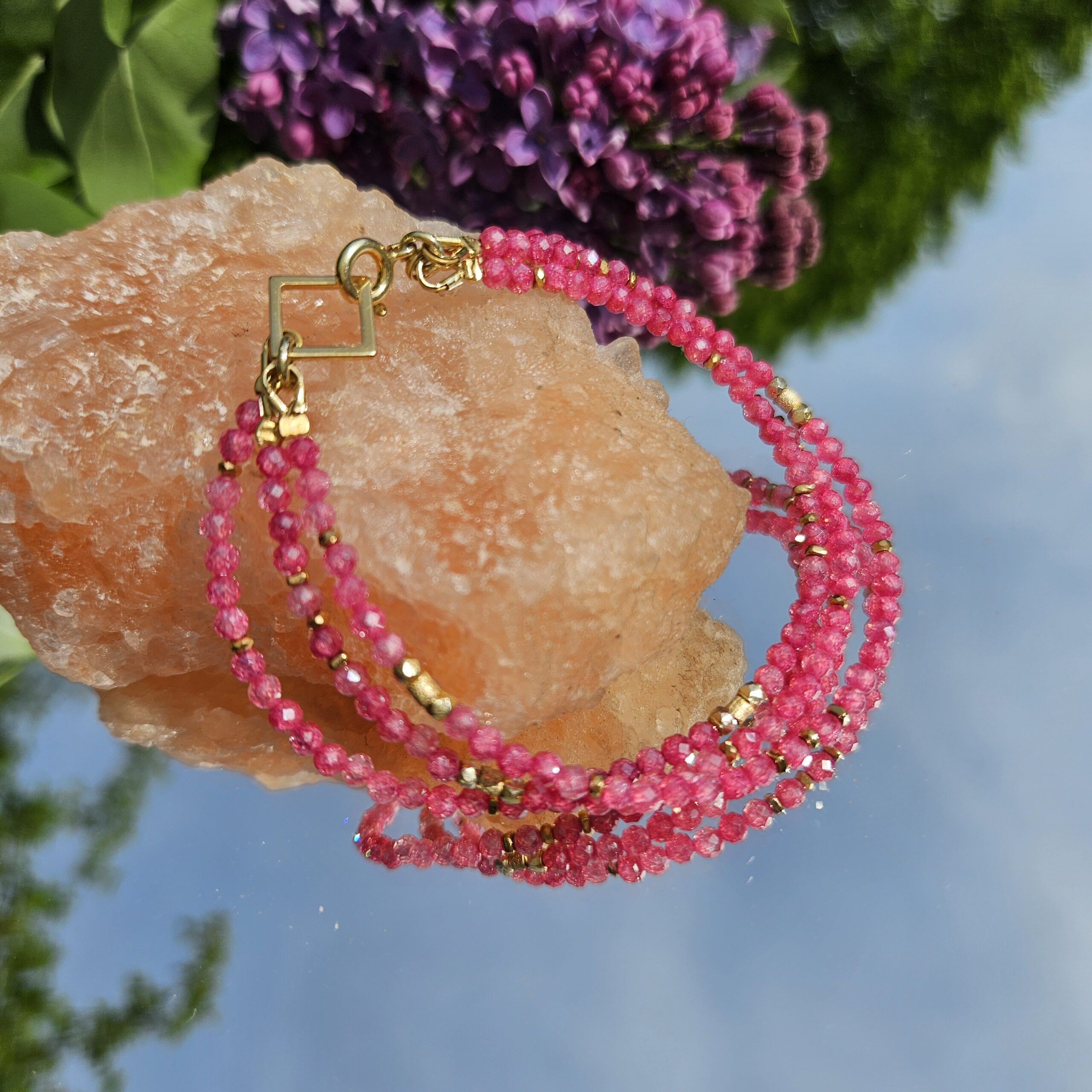 Bransoletka cyrkonia malinowa - obrazek 2