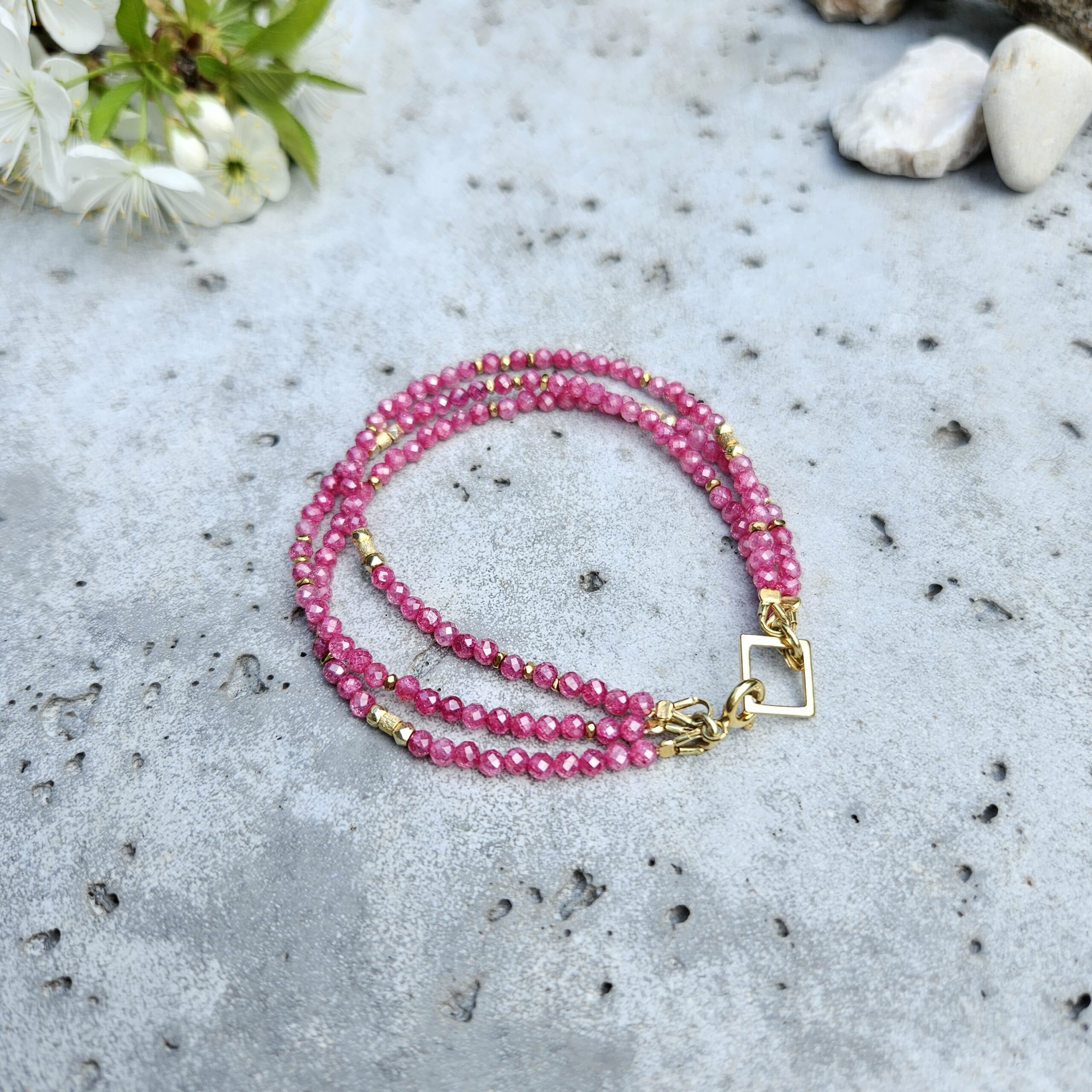 Bransoletka cyrkonia malinowa - obrazek 3