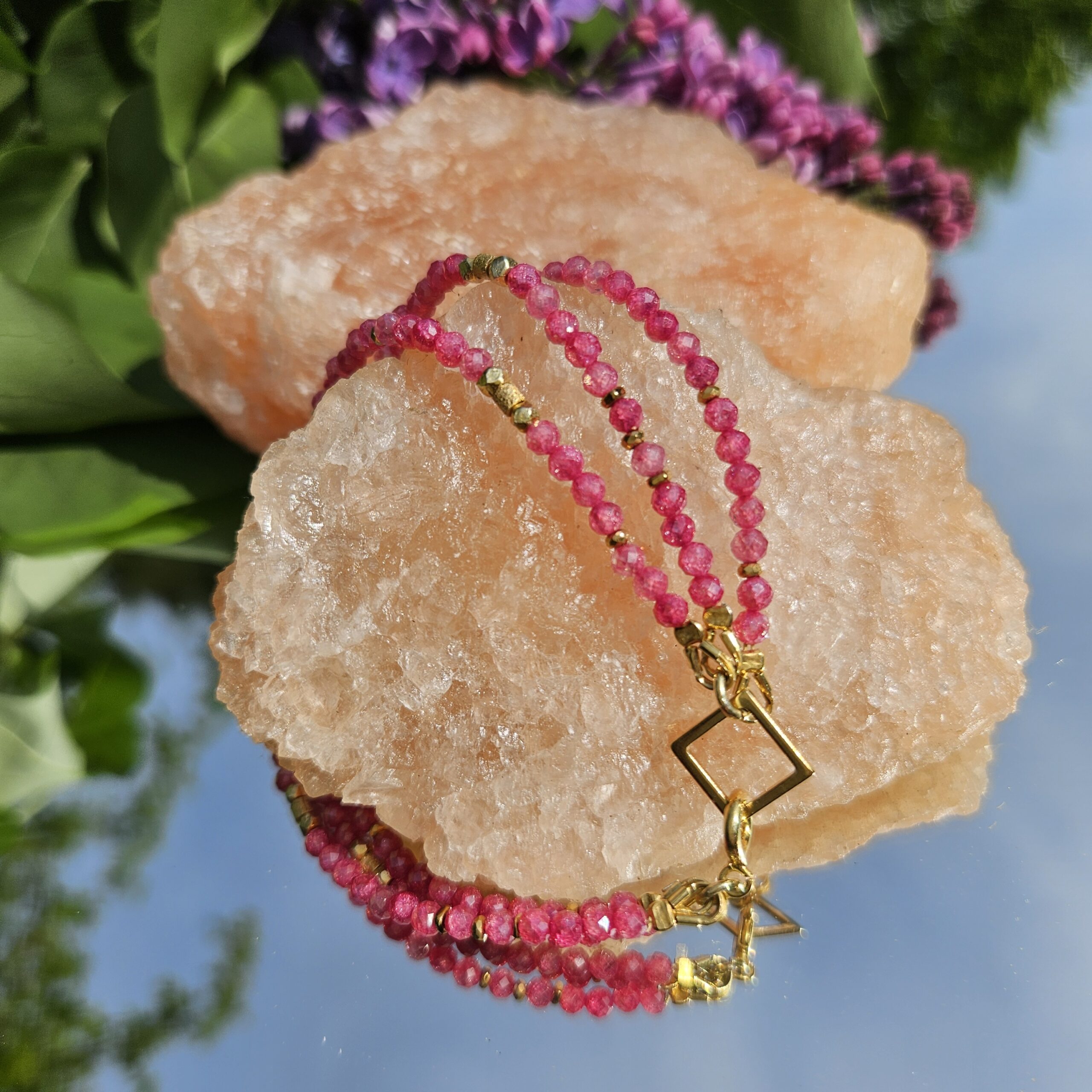 Bransoletka cyrkonia malinowa - obrazek 4