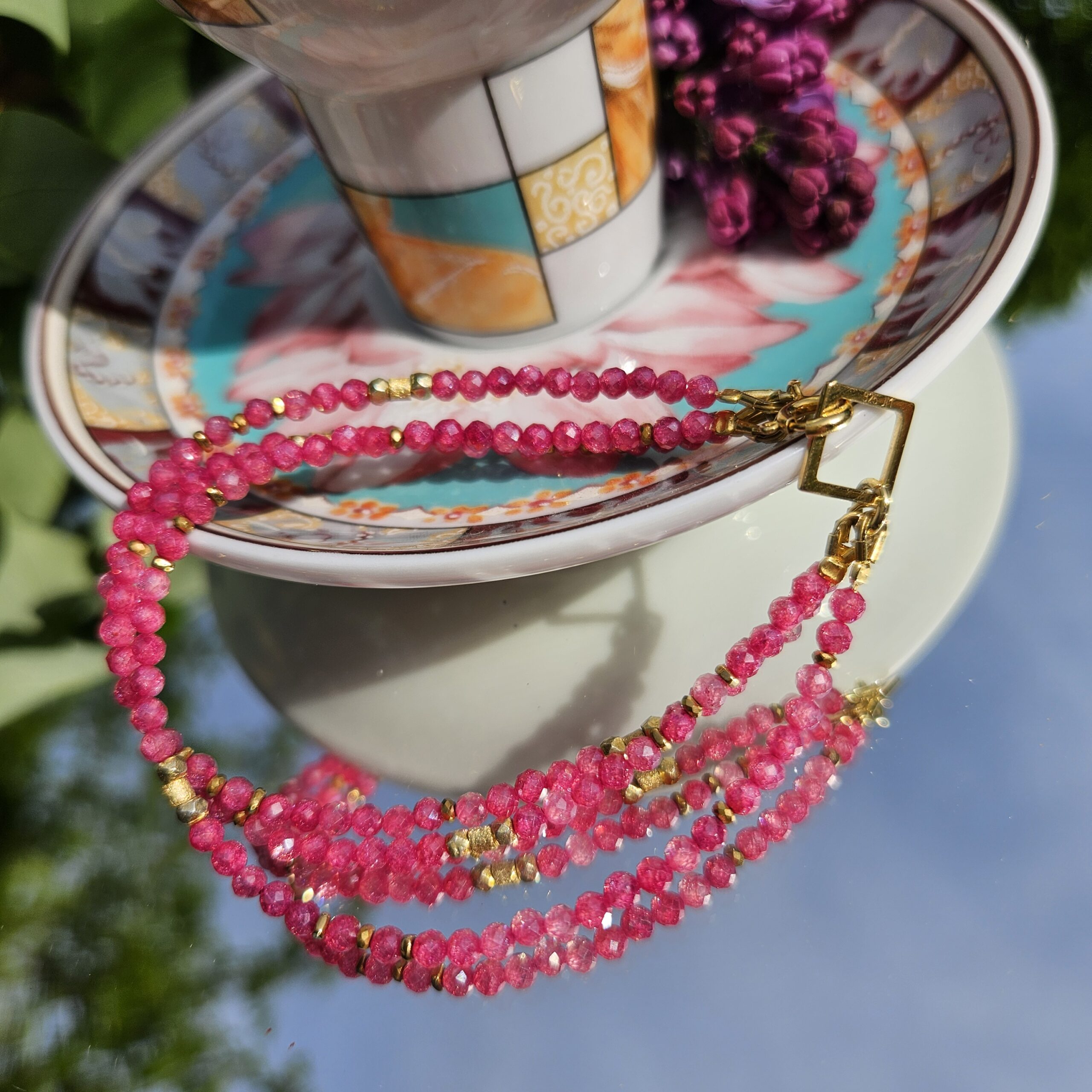 Bransoletka cyrkonia malinowa - obrazek 5