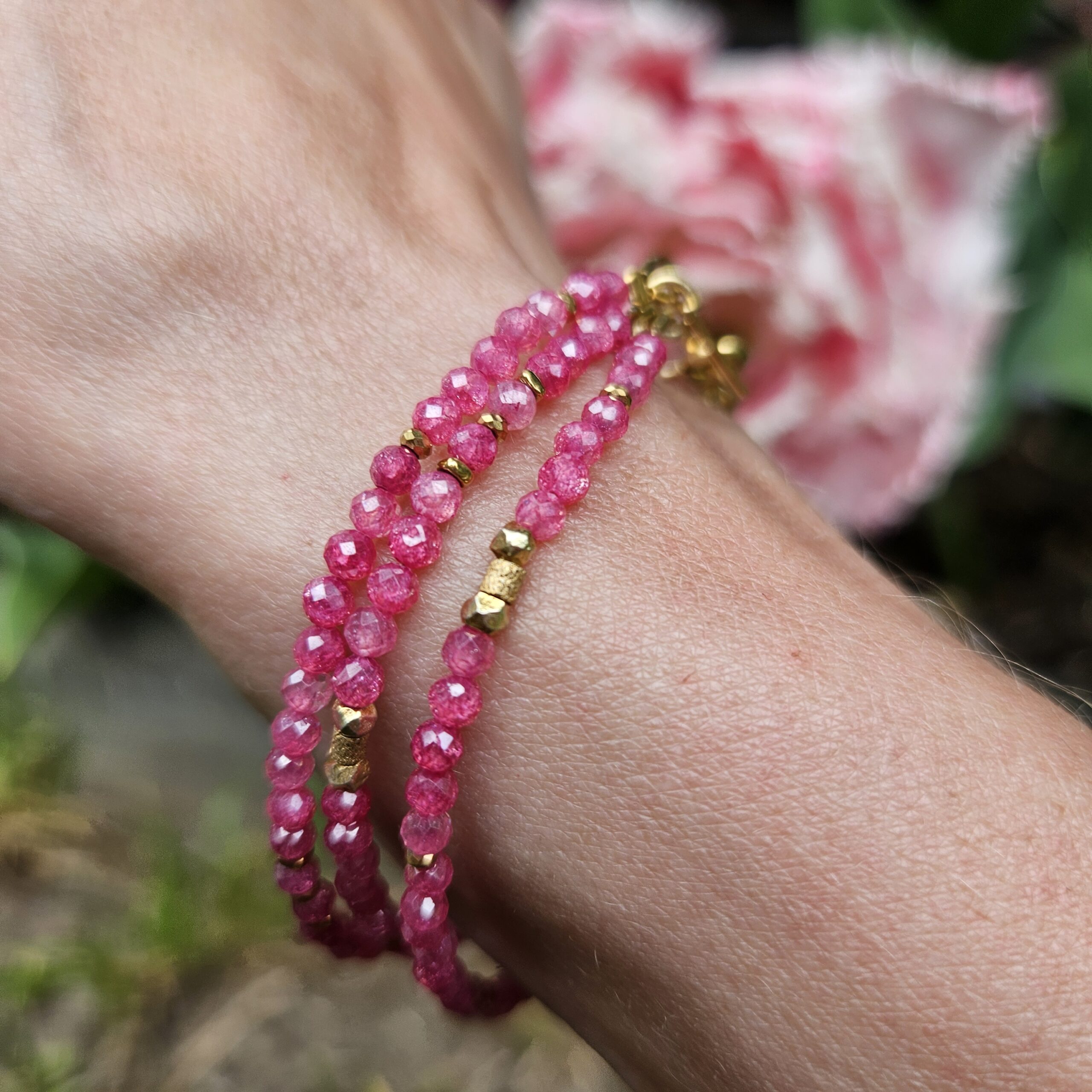 Bransoletka cyrkonia malinowa - obrazek 6