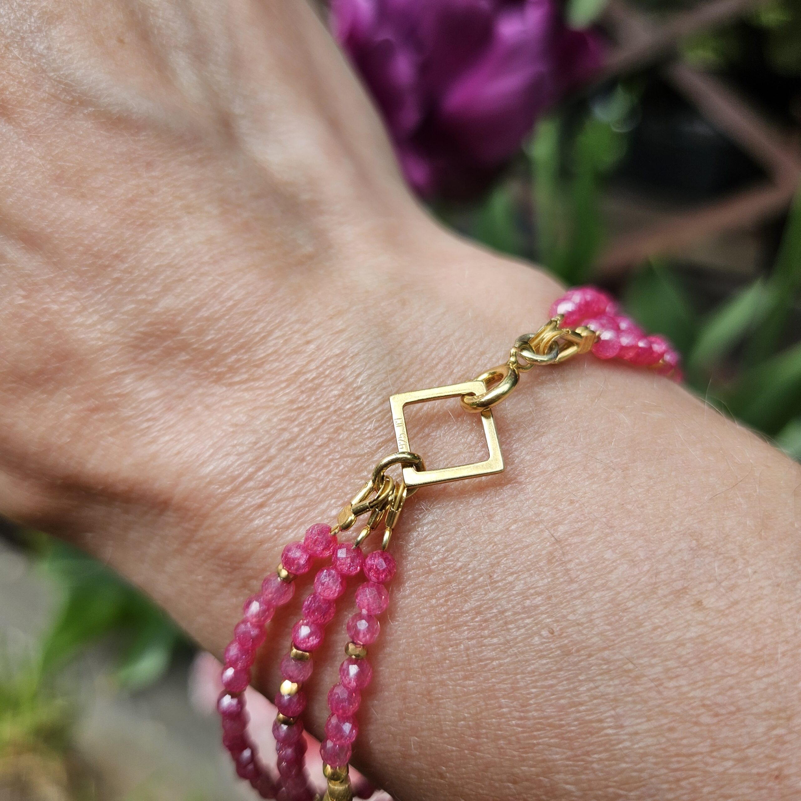 Bransoletka cyrkonia malinowa - obrazek 7