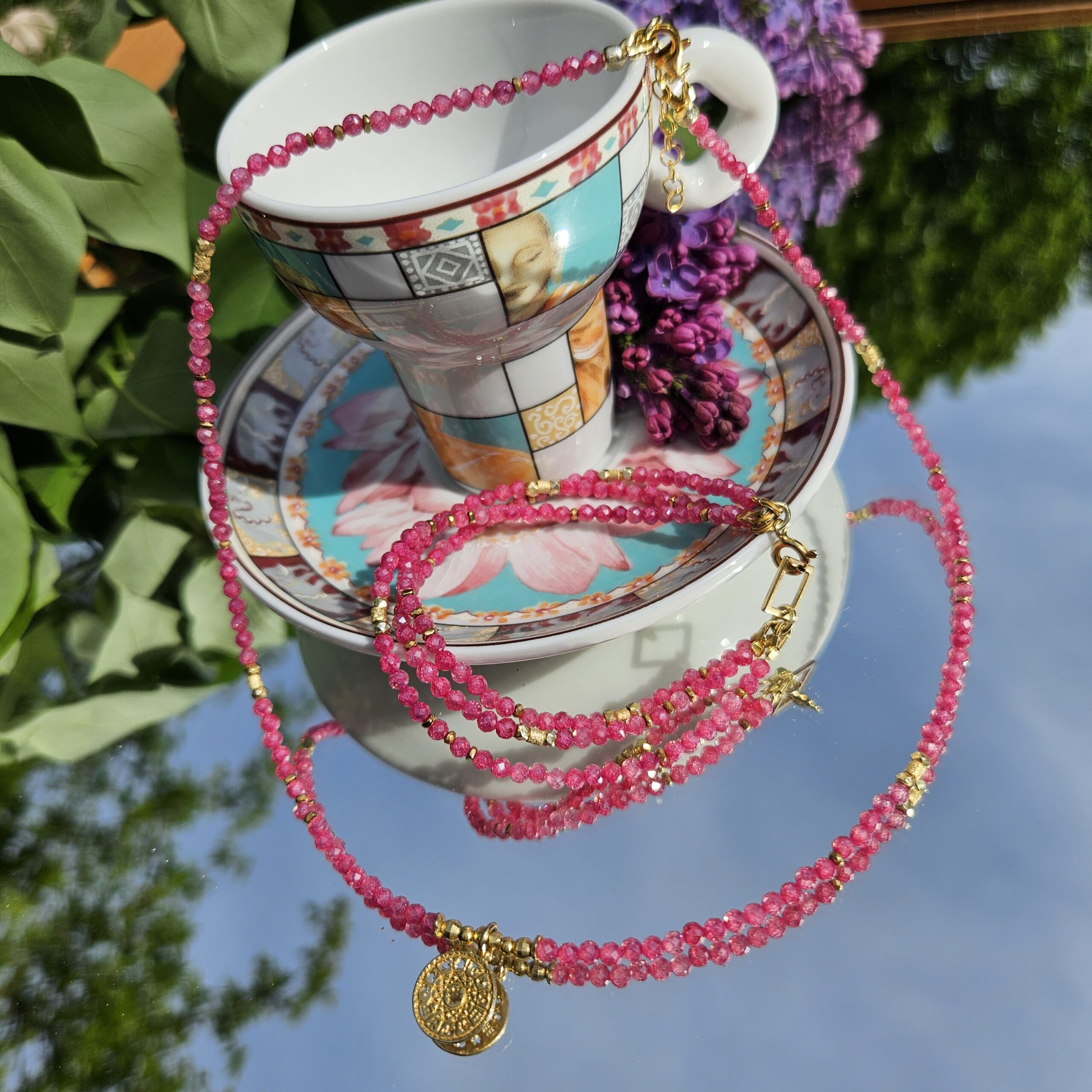 Bransoletka cyrkonia malinowa - obrazek 8