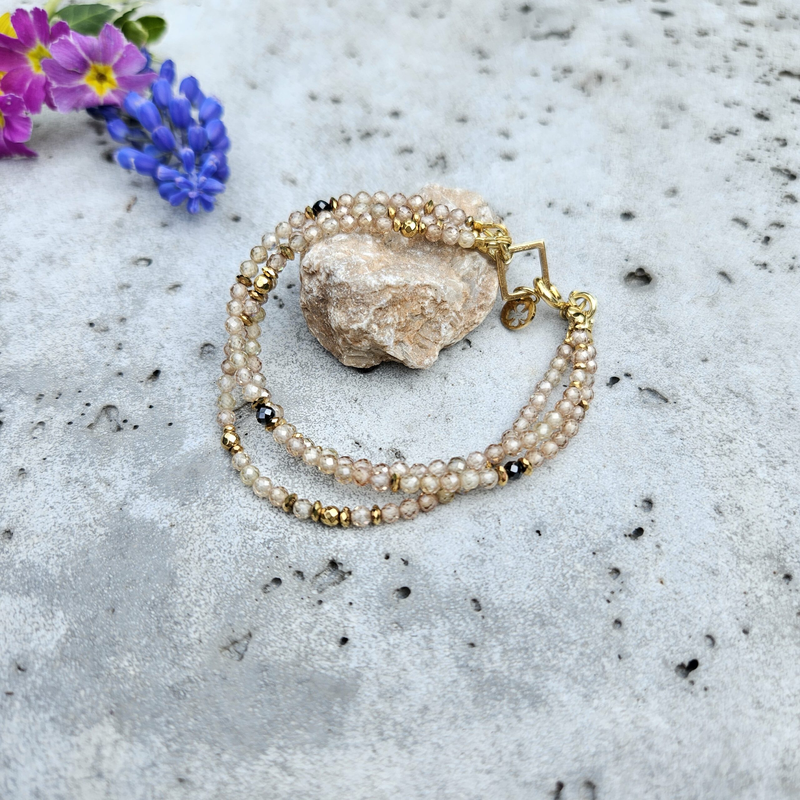 Bransoletka cyrkonia szampańska