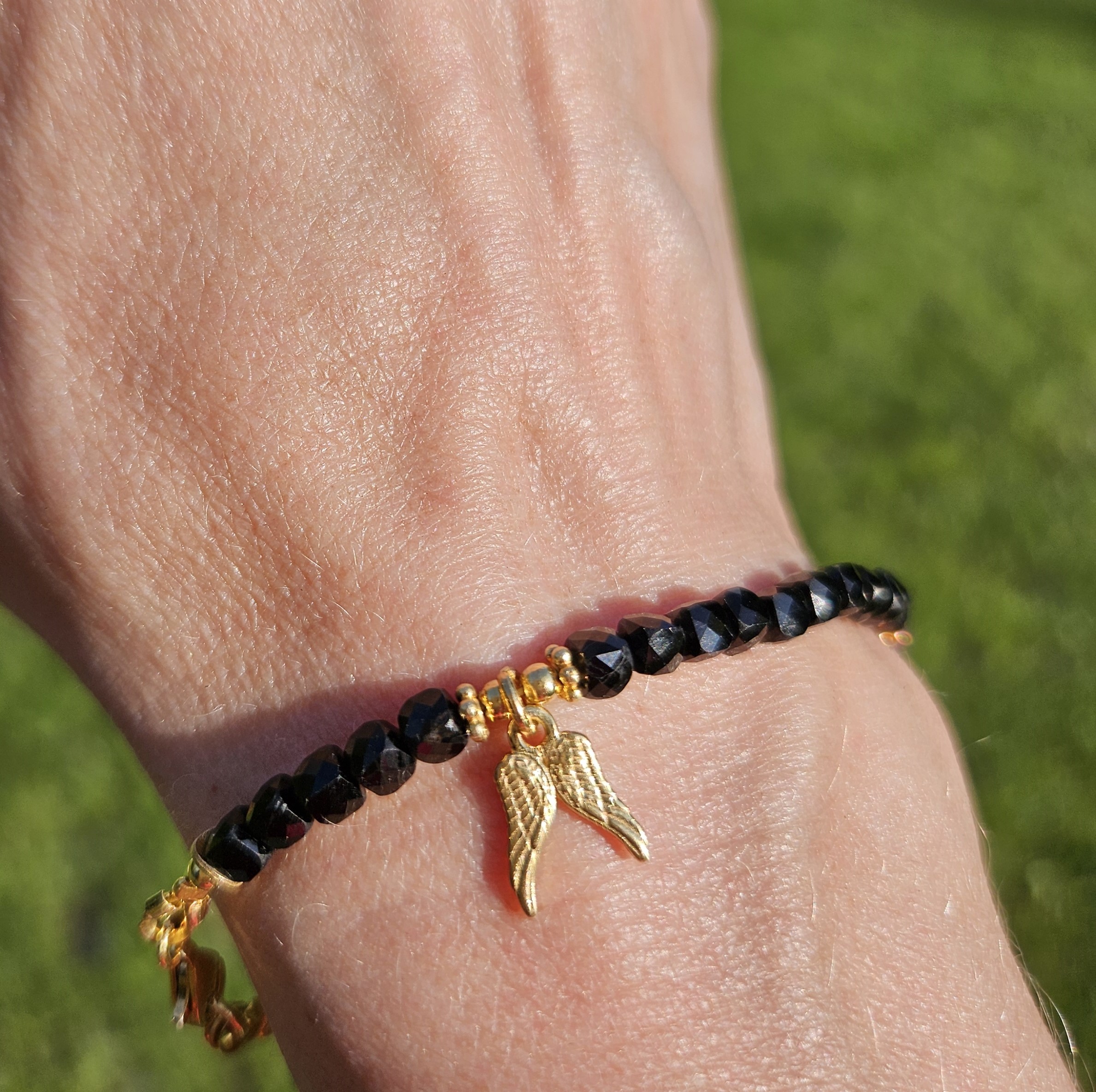 Bransoletka czarny turmalin z ametystem - obrazek 2