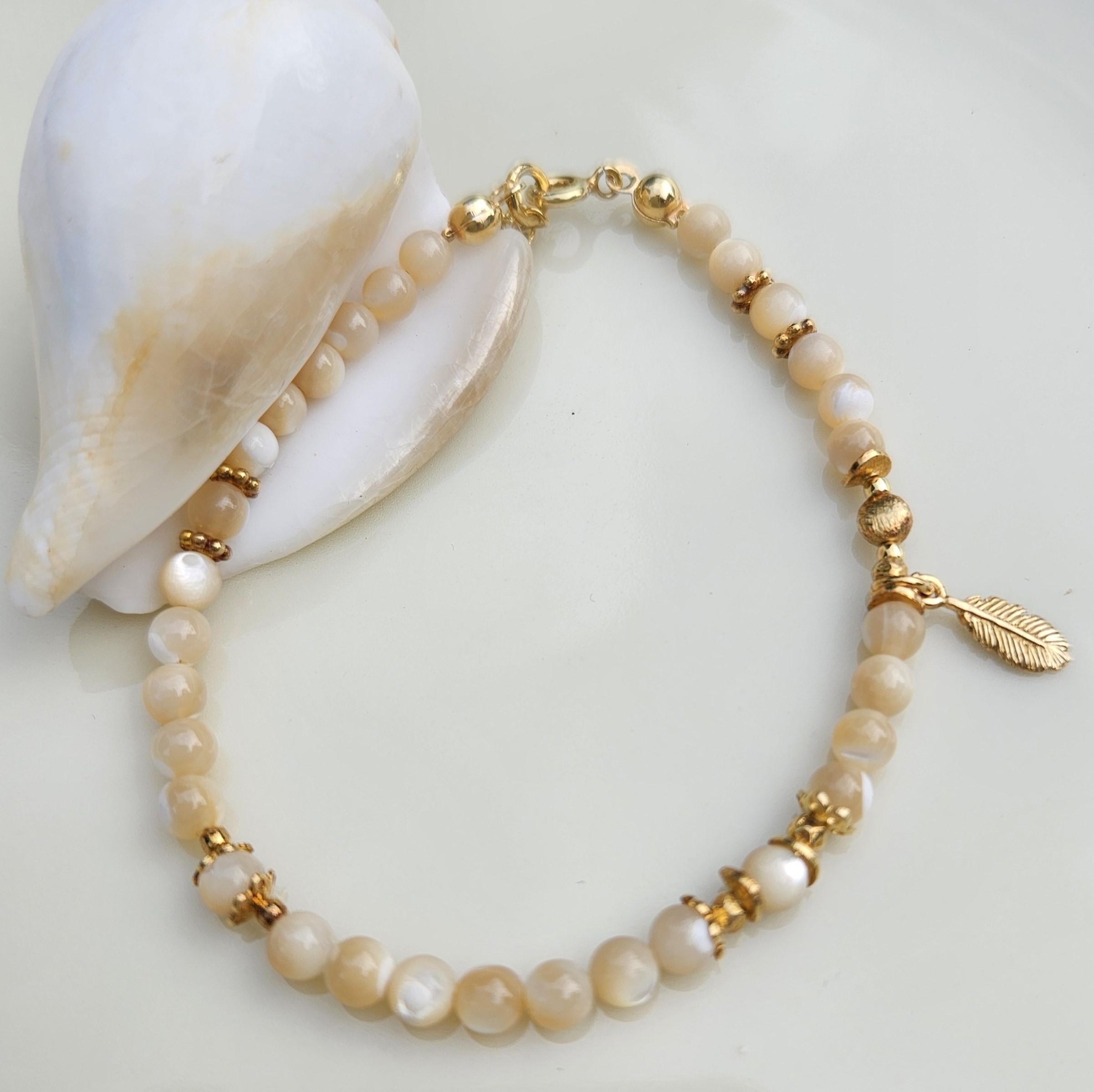 Bransoletka masa perłowa kremowa - obrazek 4