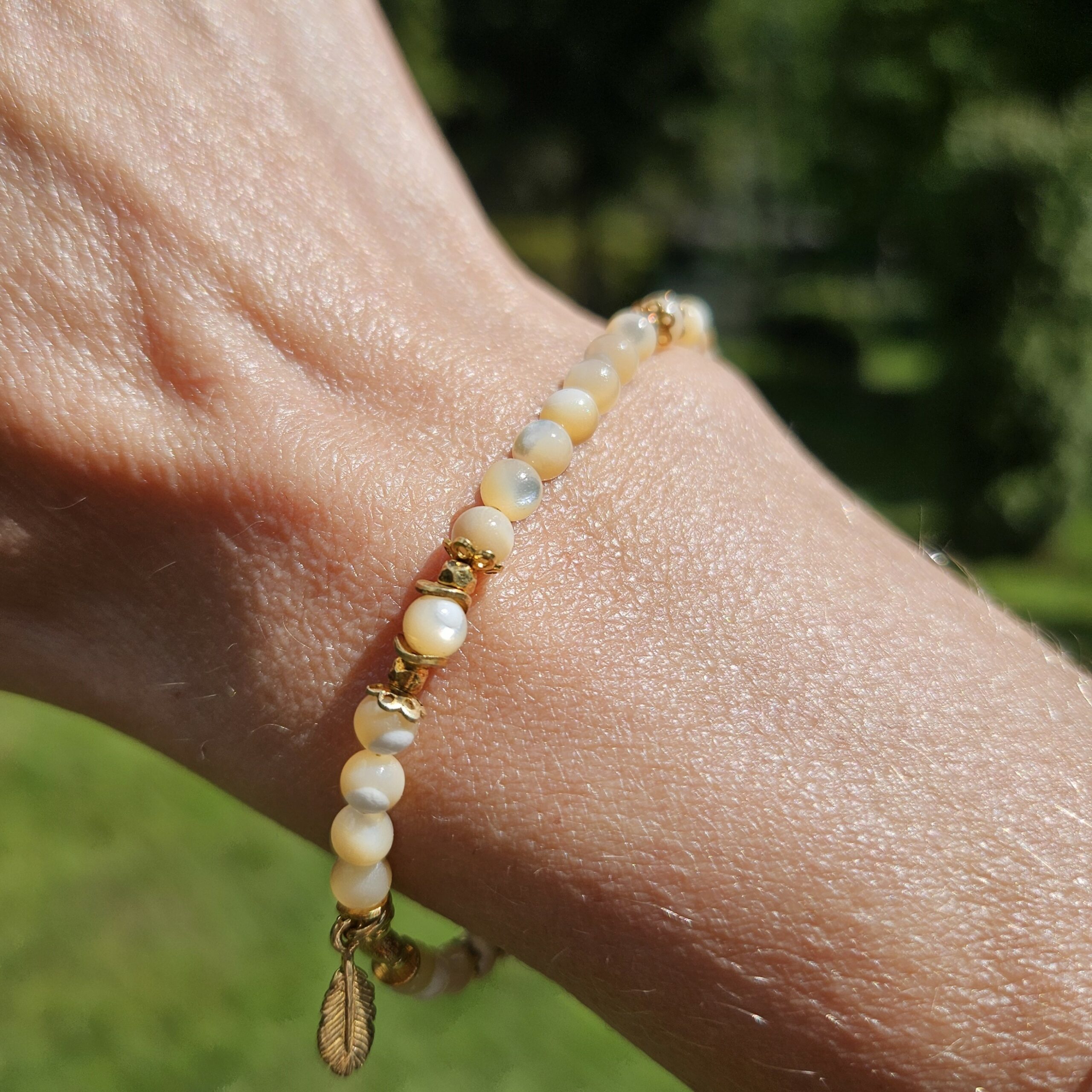 Bransoletka masa perłowa kremowa - obrazek 5