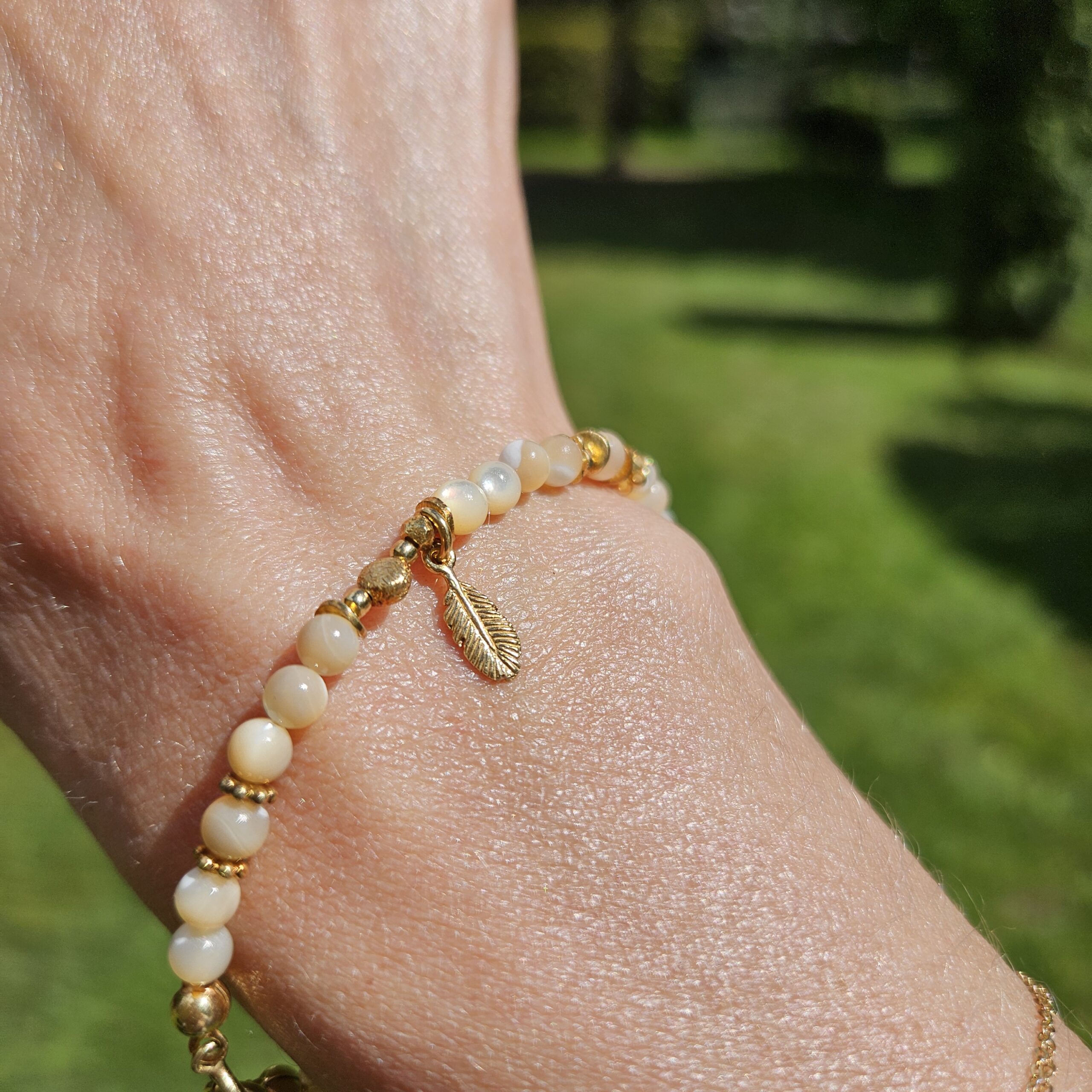 Bransoletka masa perłowa kremowa - obrazek 6