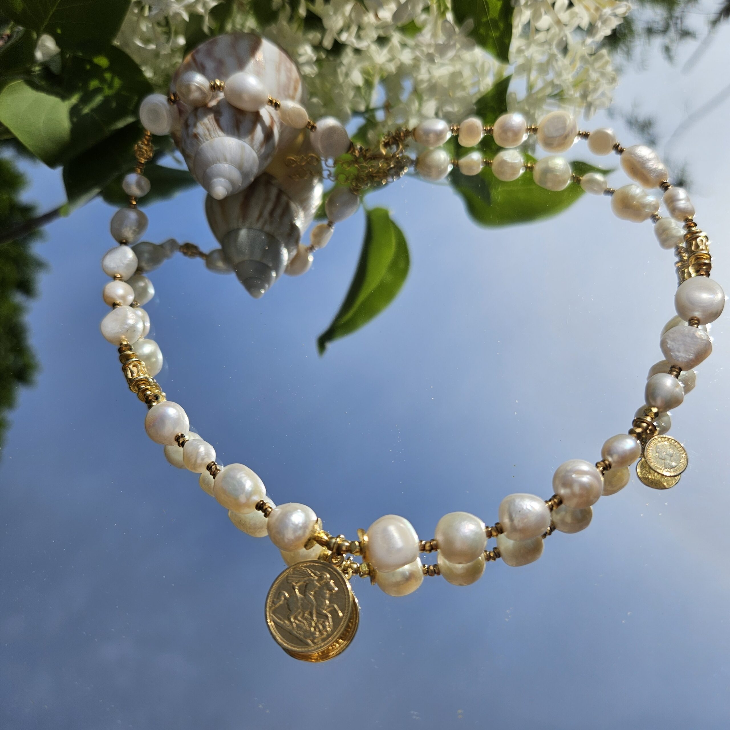 Naszyjnik biała perła nieregularna - obrazek 2