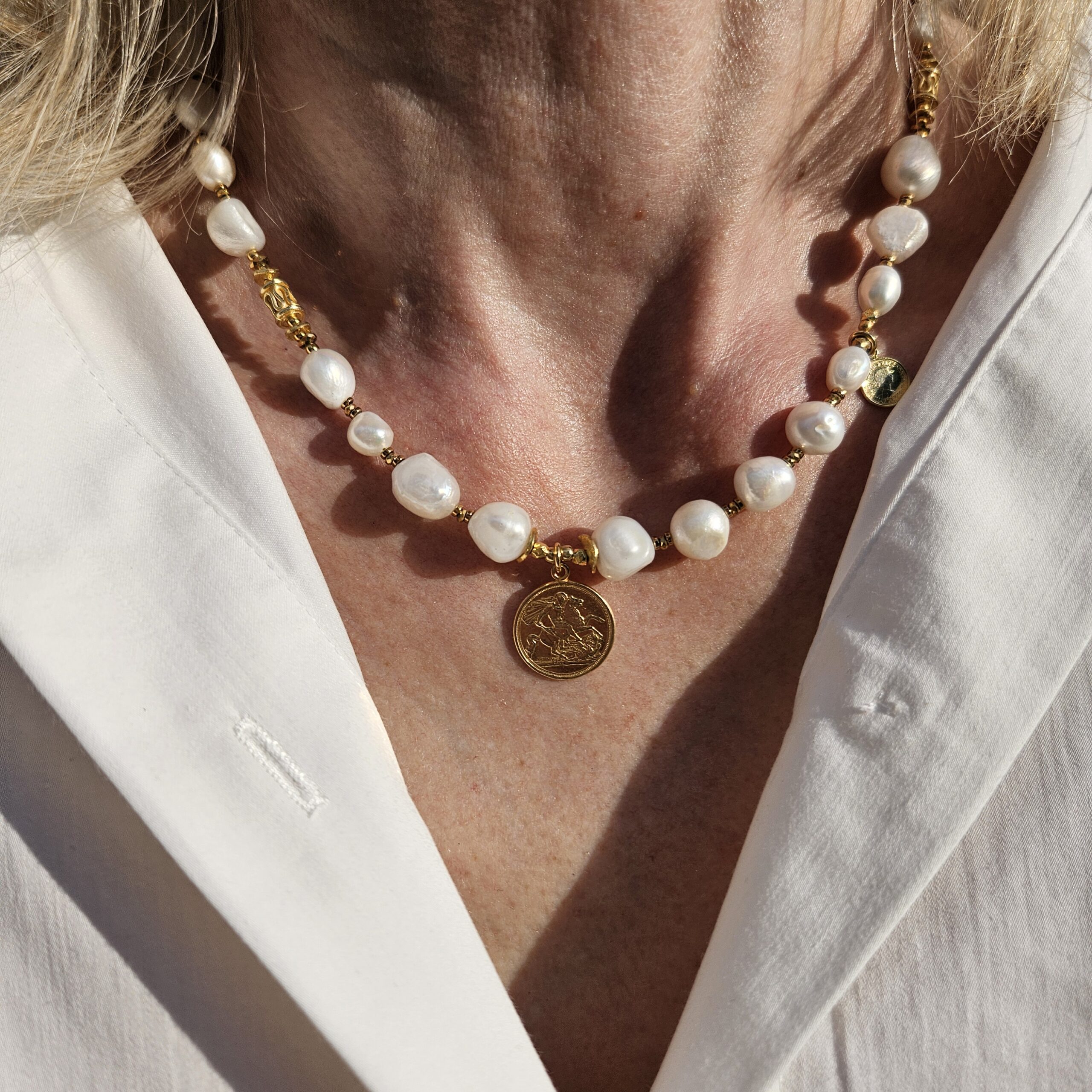 Naszyjnik biała perła nieregularna - obrazek 6