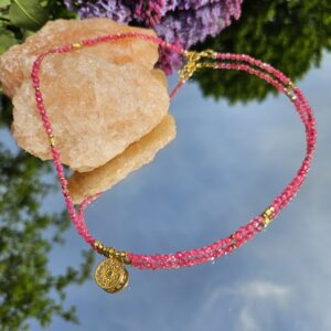 Naszyjnik cyrkonia malinowa