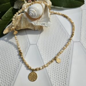 Naszyjnik masa perłowa kremowa