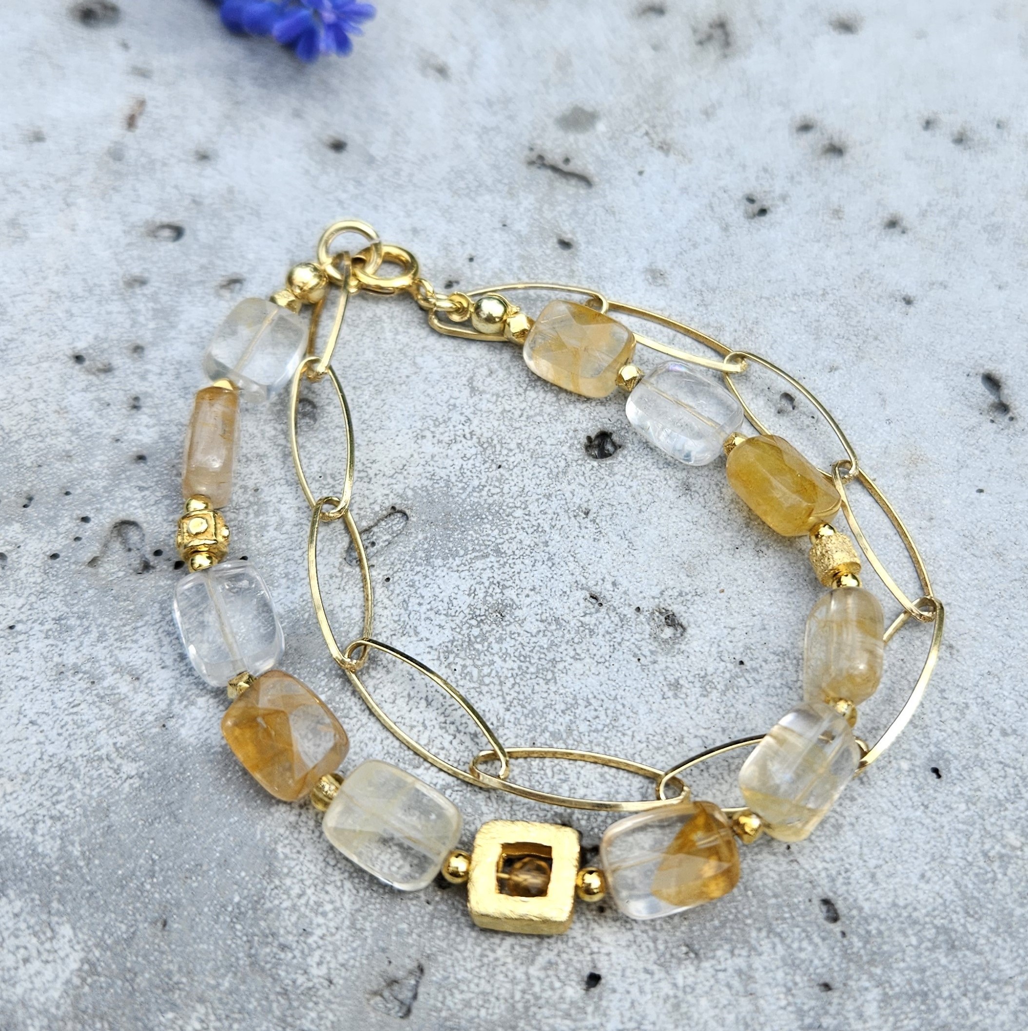 Bransoletka cytryn z łańcuszkiem - obrazek 3