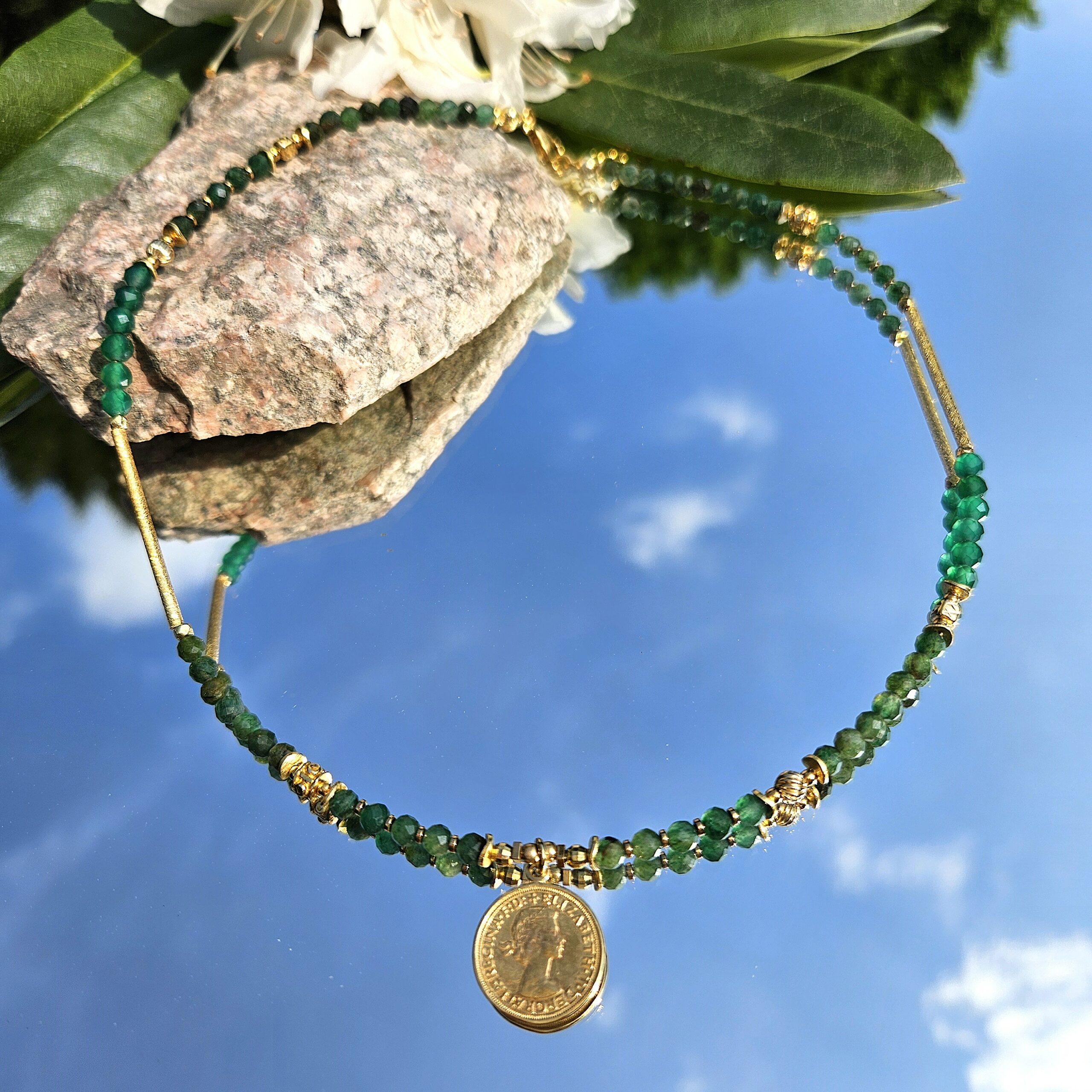 Naszyjnik agat zielony