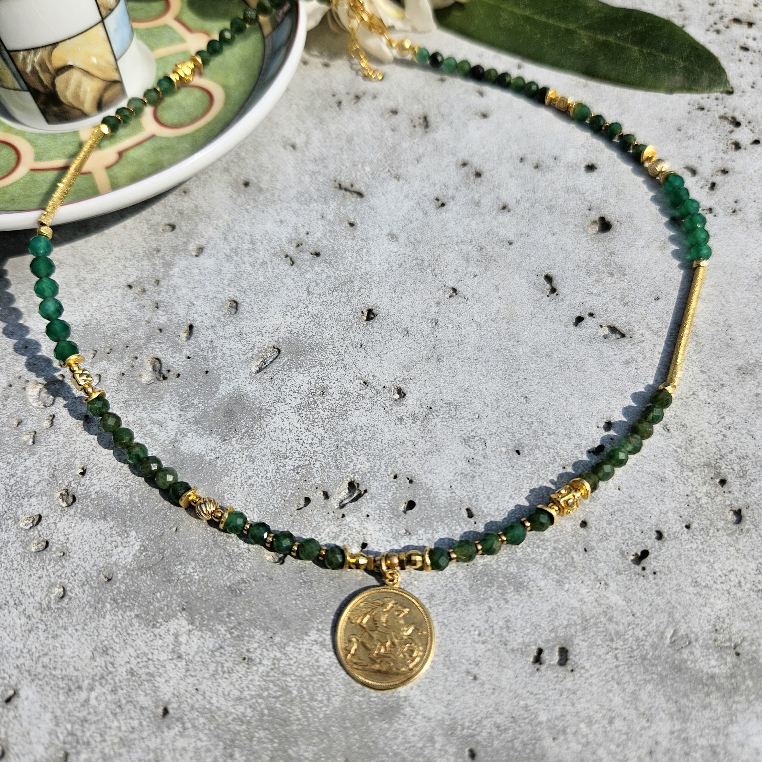 Naszyjnik agat zielony - obrazek 2