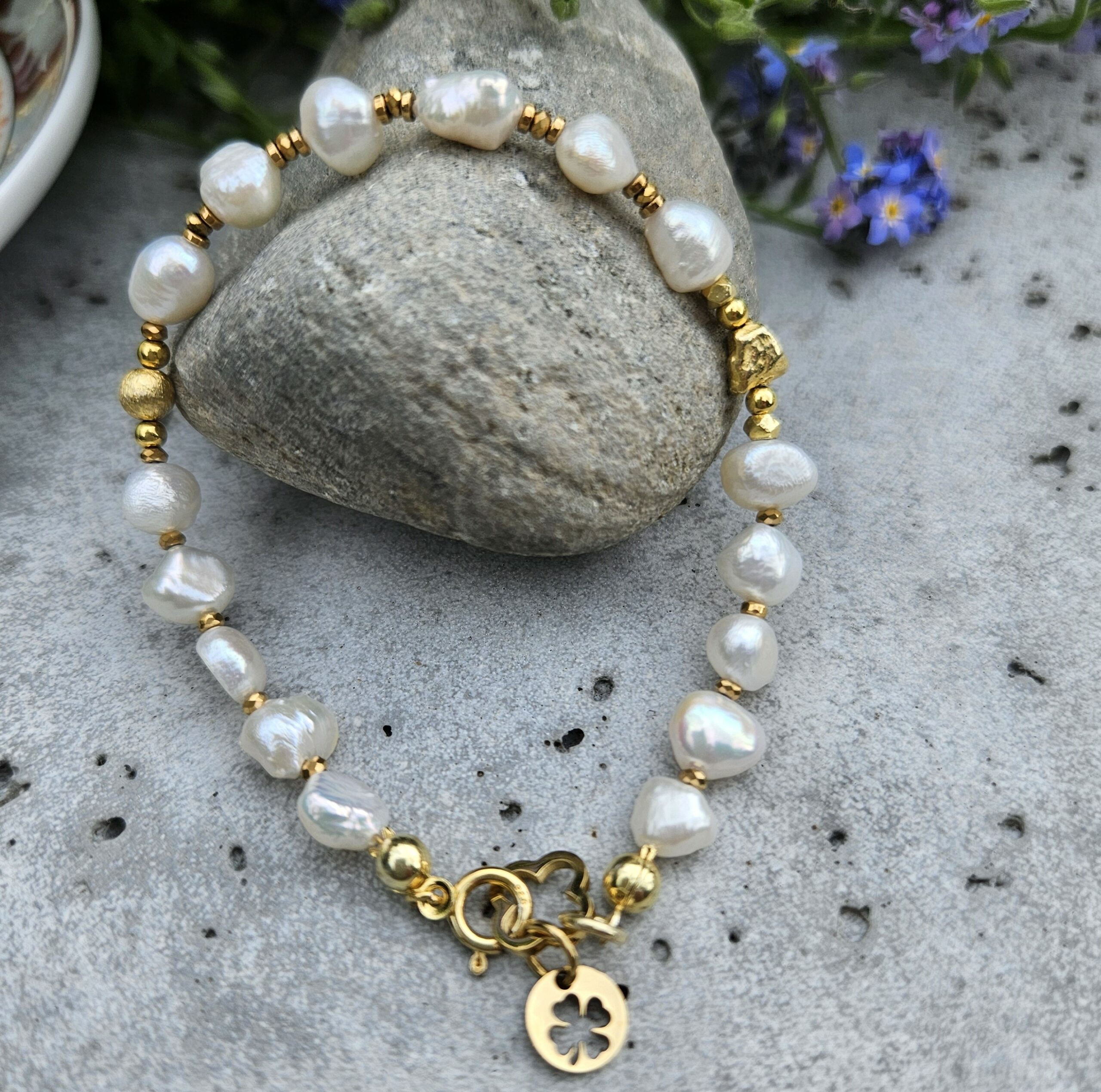 Bransoletka biała perła nieregularna - obrazek 4