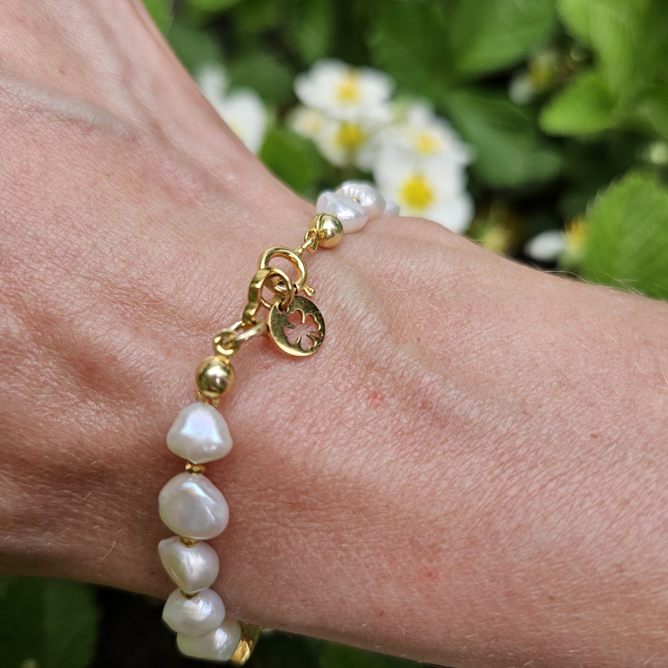 Bransoletka biała perła nieregularna - obrazek 5