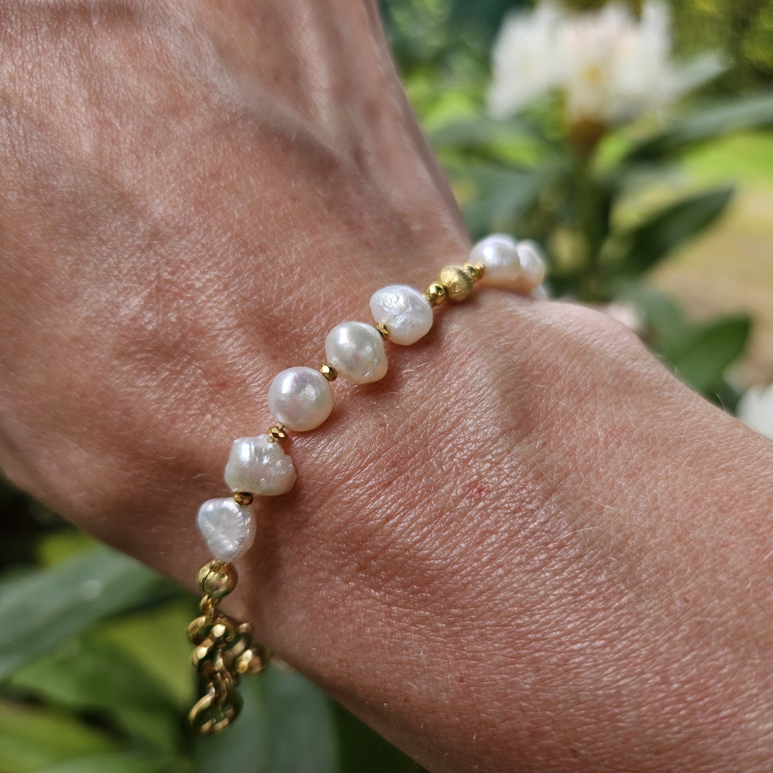 Bransoletka biała perła nieregularna - obrazek 6