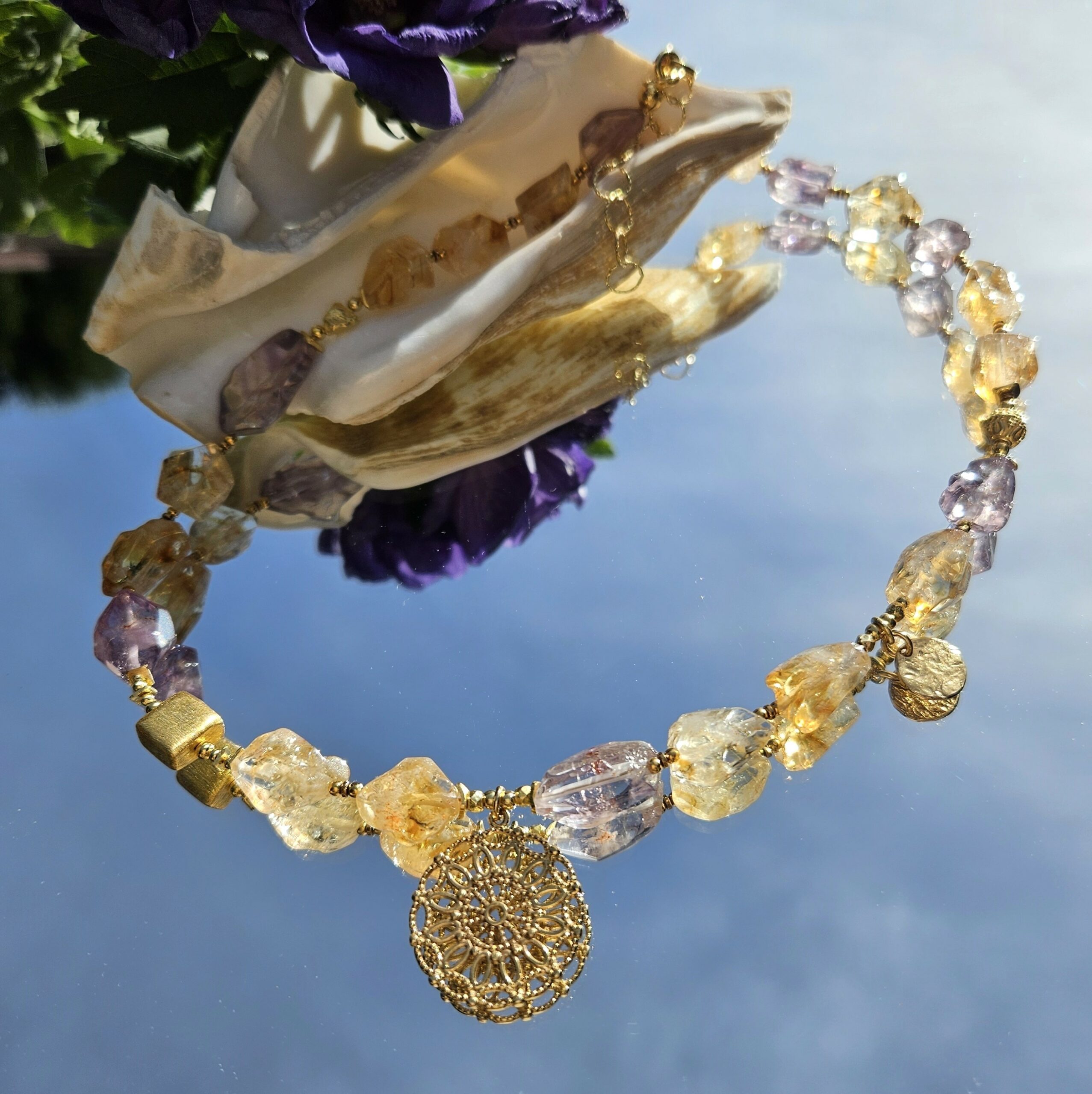 Naszyjnik ametyst i cytryn nieregularny