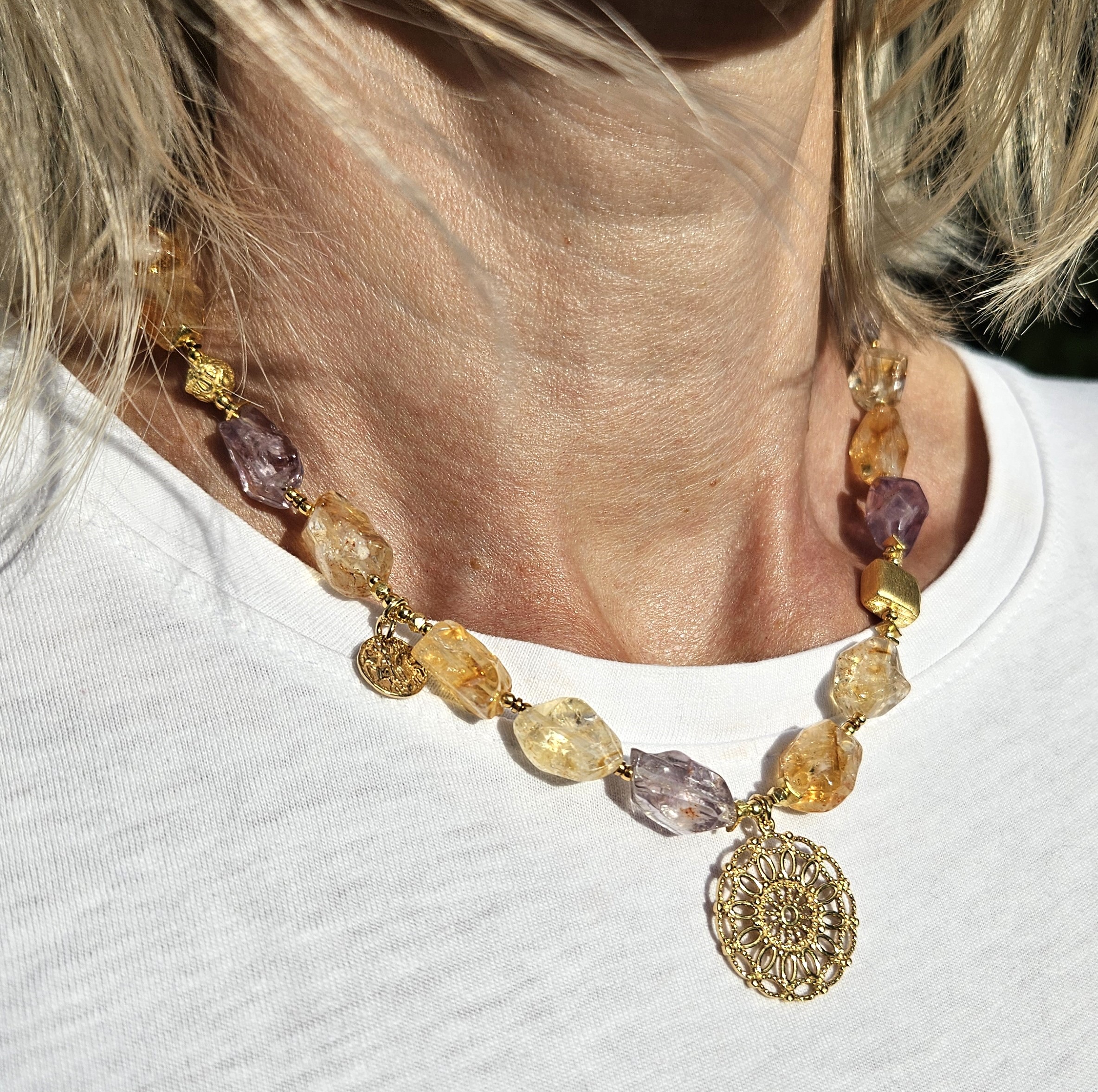 Naszyjnik ametyst i cytryn nieregularny - obrazek 6