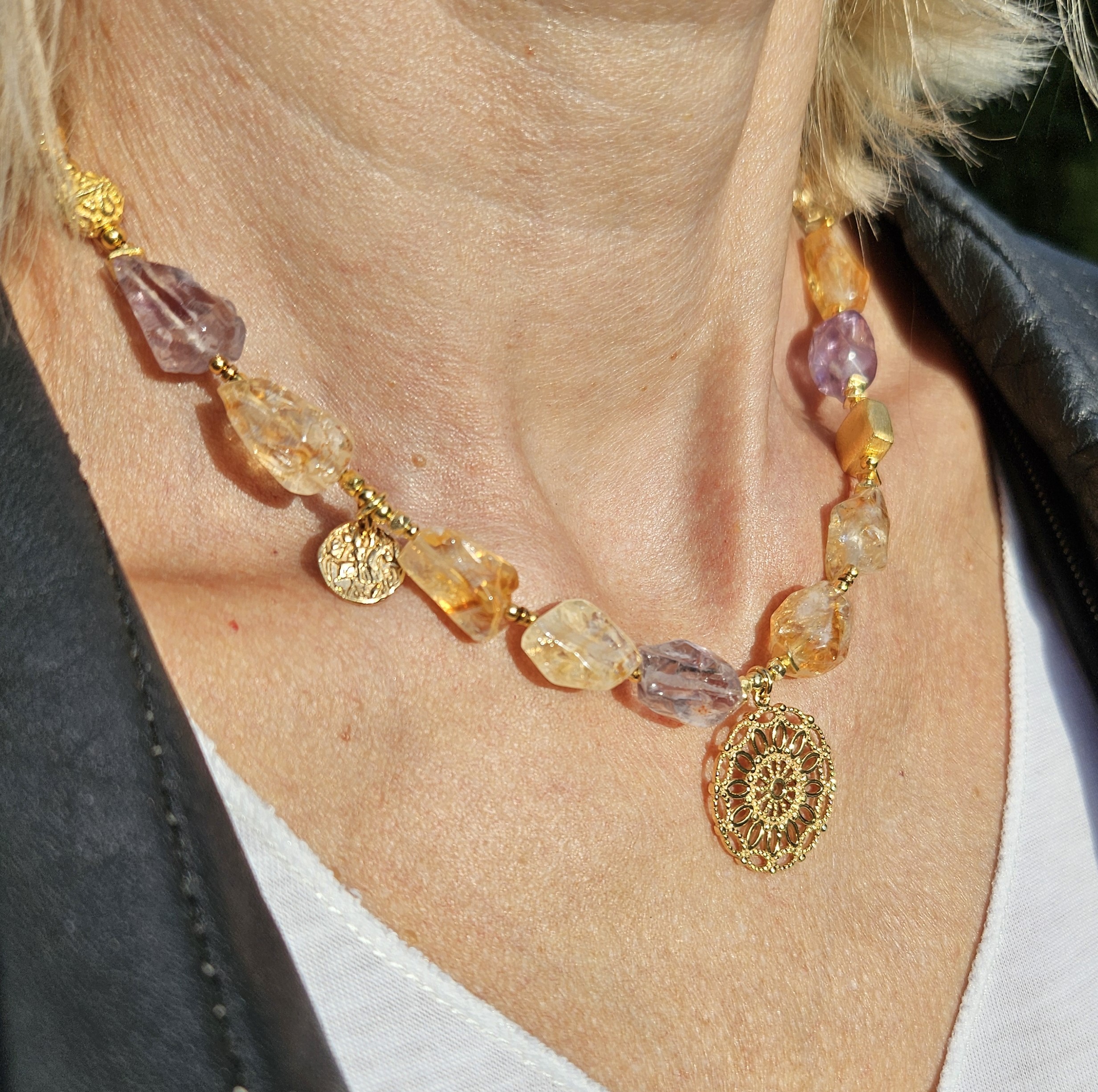 Naszyjnik ametyst i cytryn nieregularny - obrazek 7