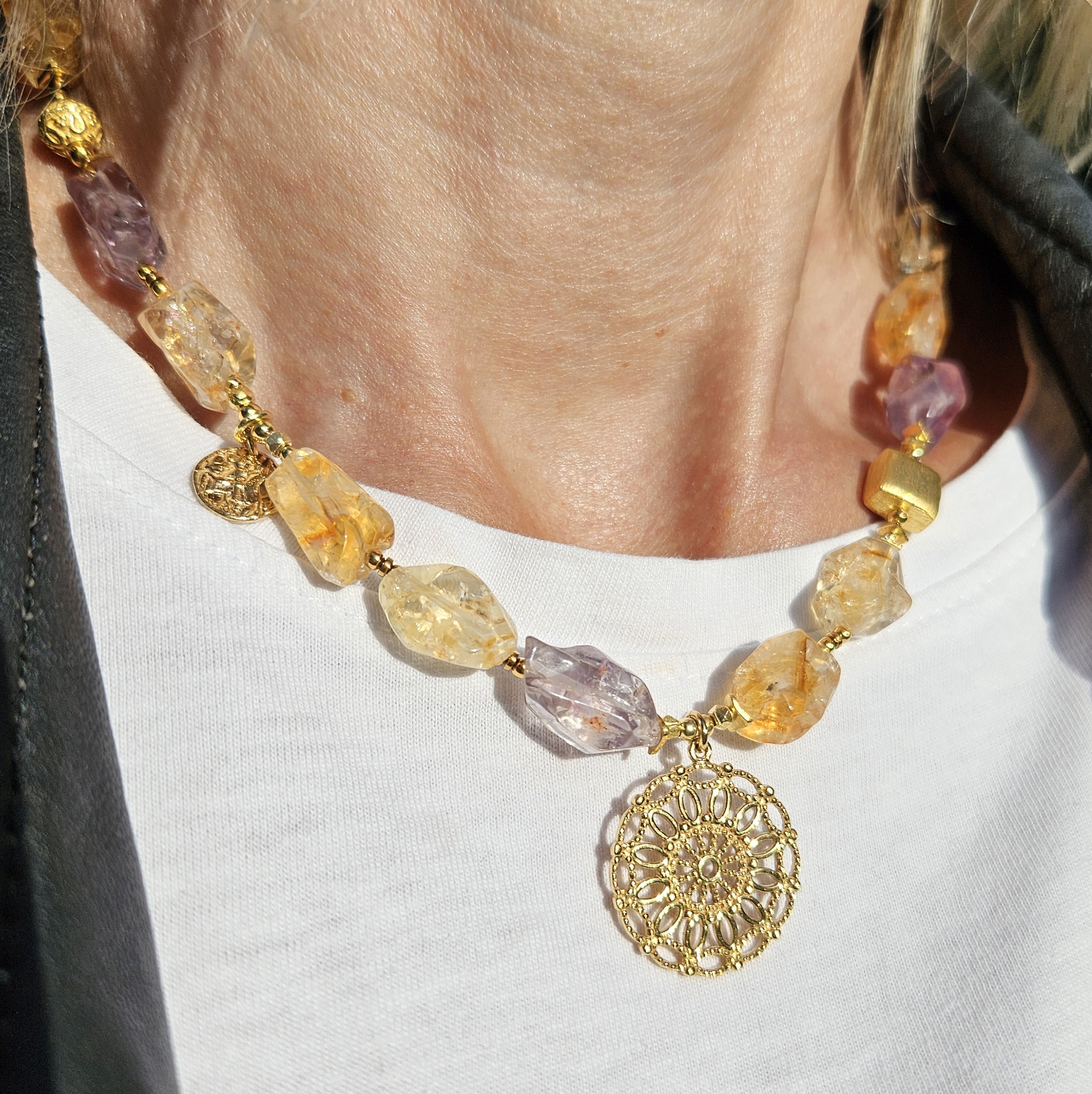Naszyjnik ametyst i cytryn nieregularny - obrazek 8