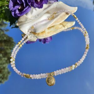 Naszyjnik kunzyt i kamień księżycowy