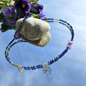 Naszyjnik lapis lazuli i agat srebro